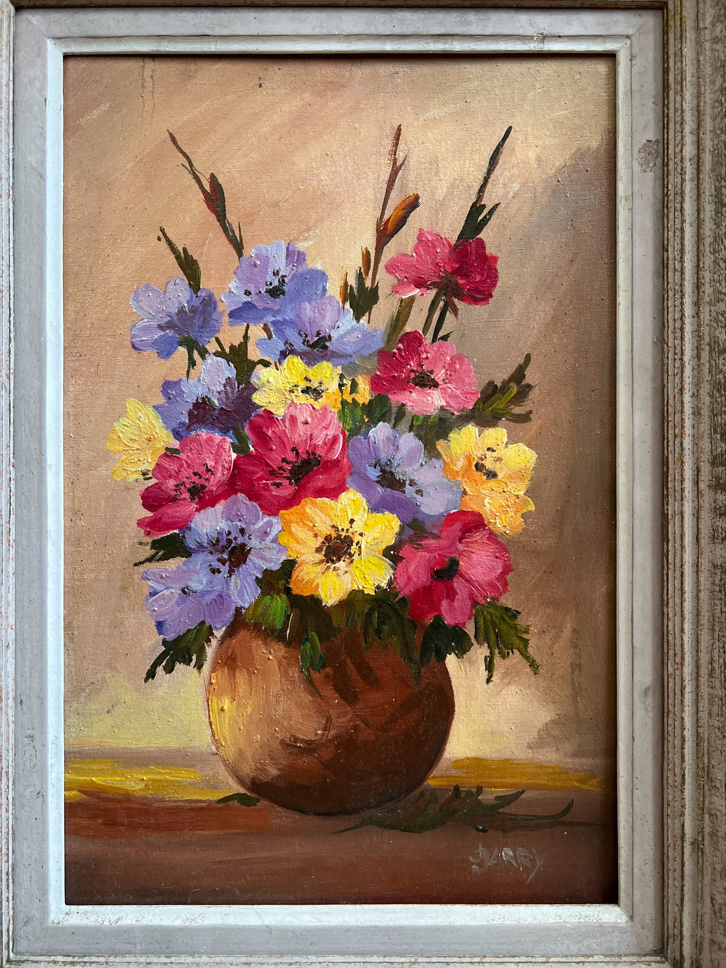 French-still-life-oil-painting-flowers-framed-antique-4