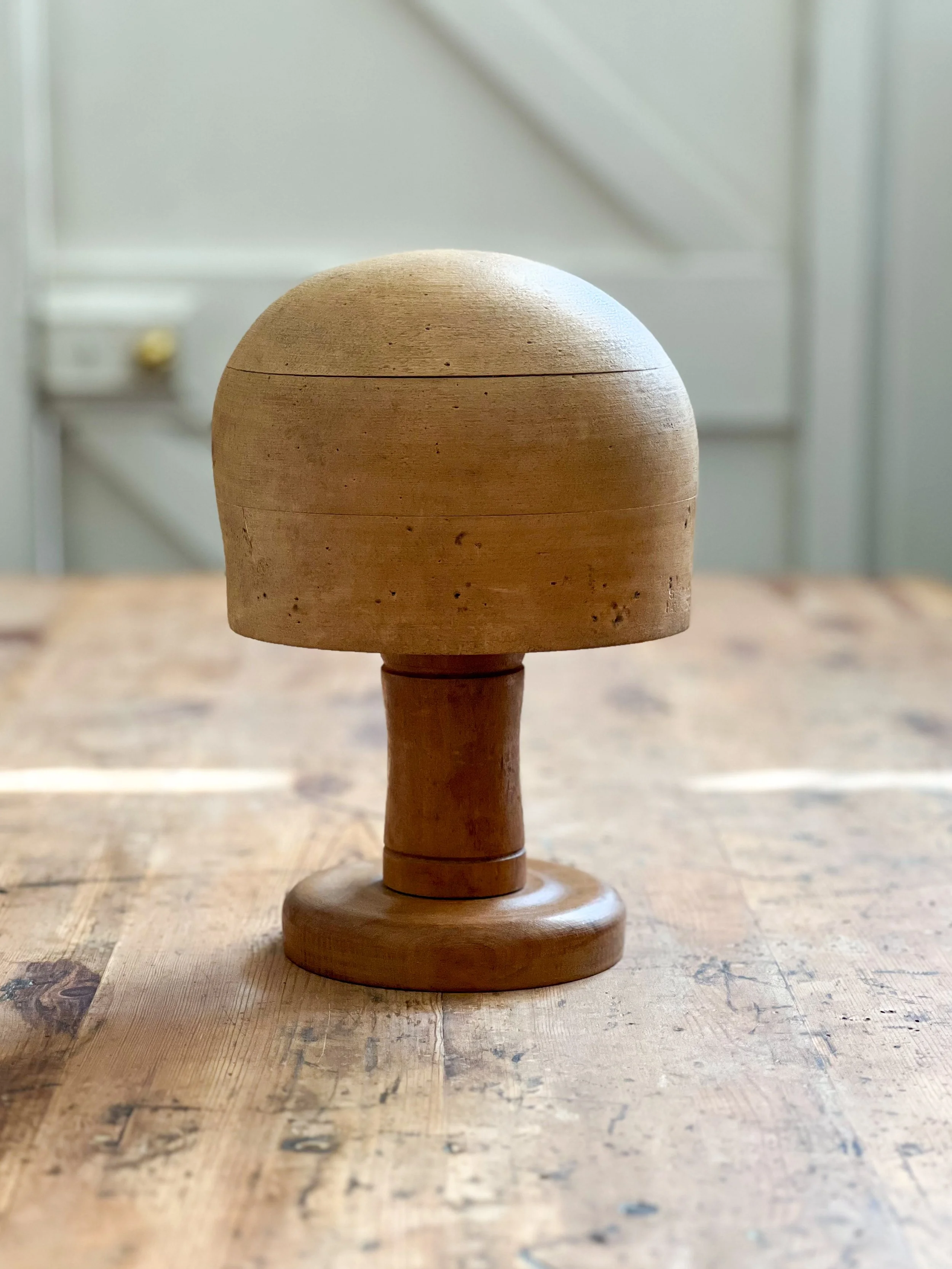 antique-milliner's-hat-block-wooden-stand