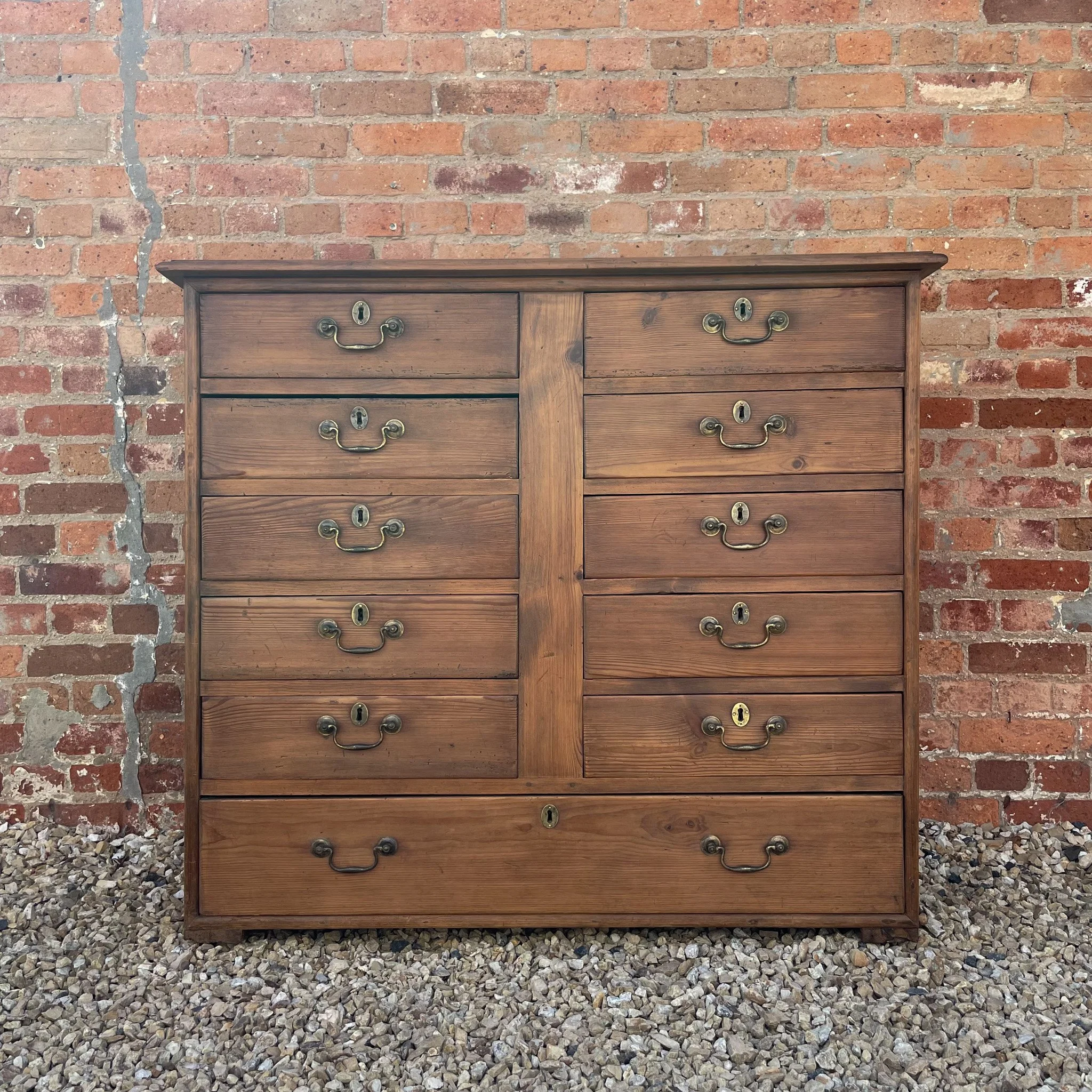 Georgian pine bank of drawers