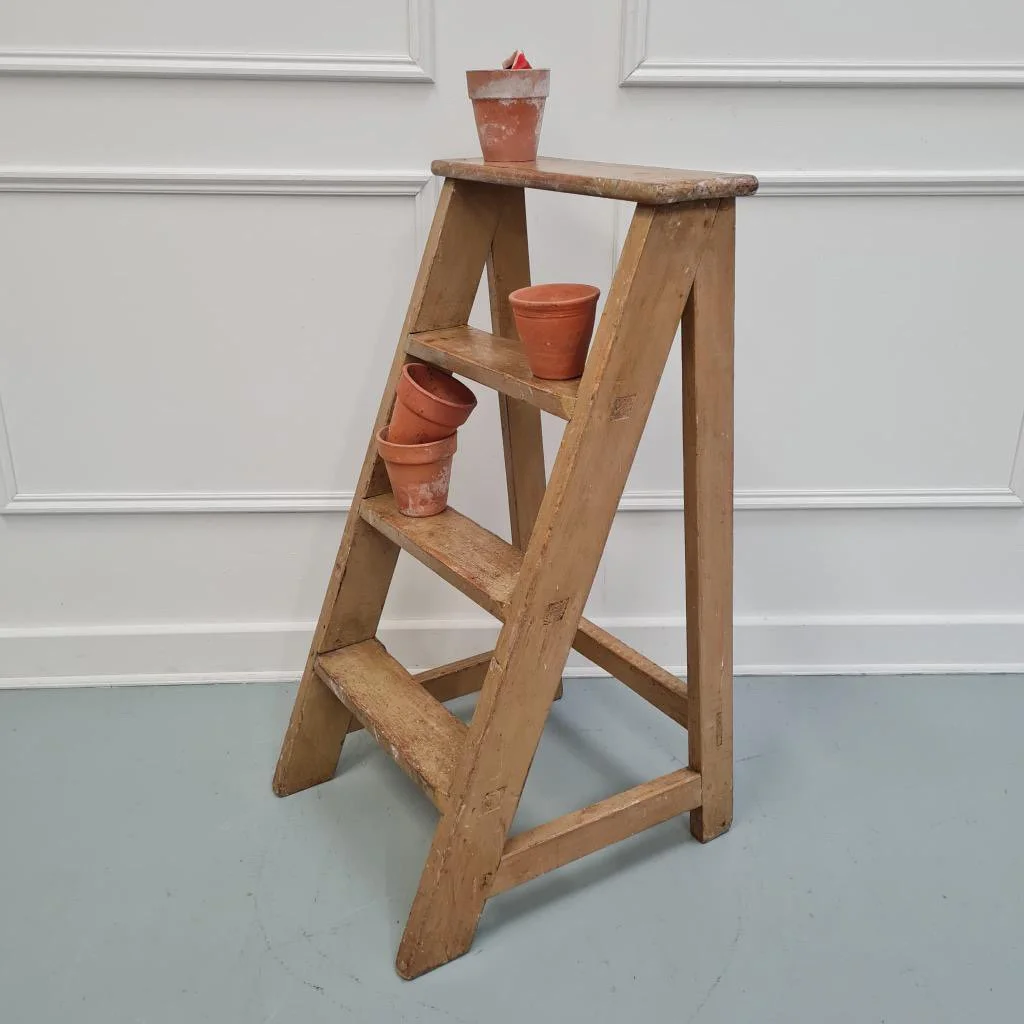 English-pine-pantry-steps-ladder-antique-vintage