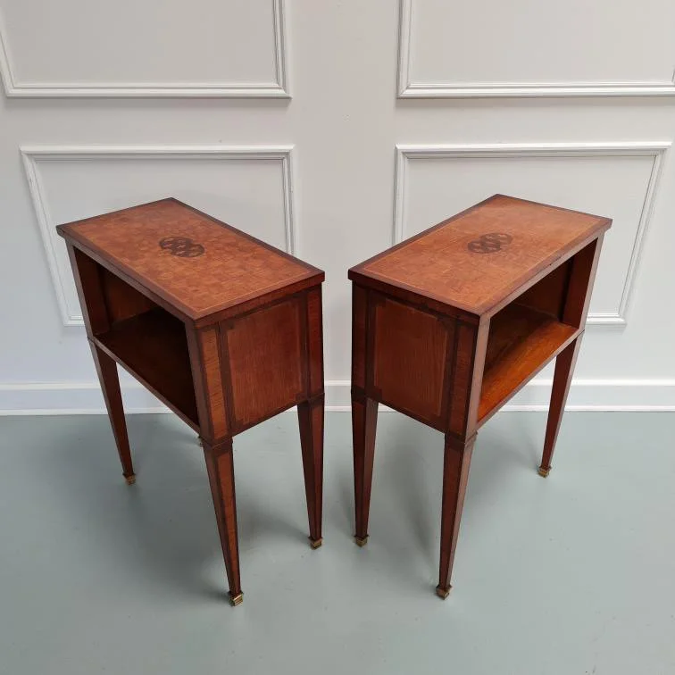 French-marquetry-bedside-tables-antique-kingwood