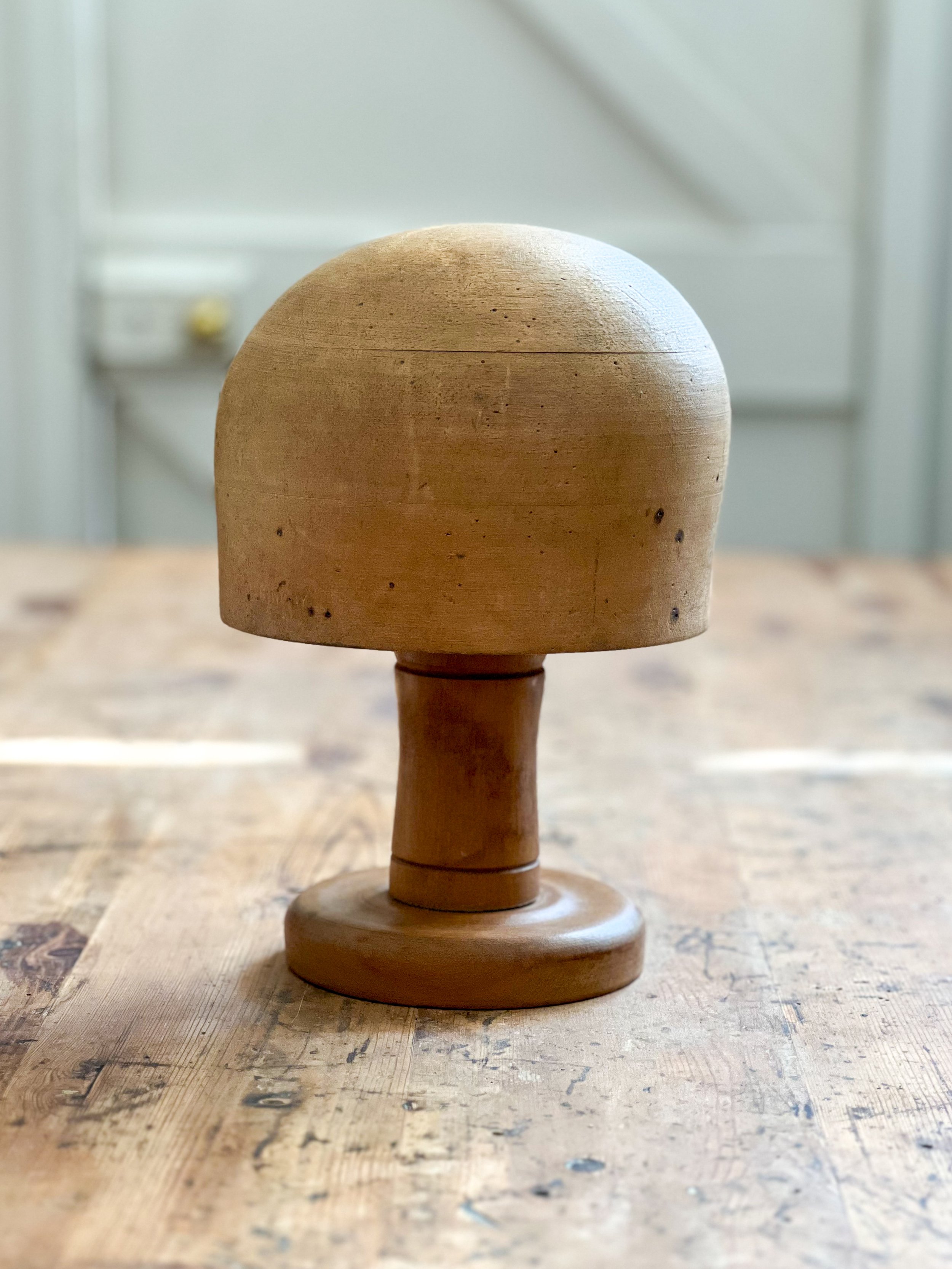 antique-milliner's-hat-block-wooden-stand-2