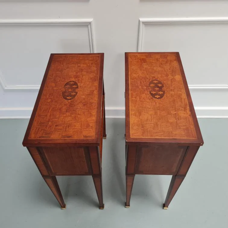 French-marquetry-bedside-tables-antique-kingwood