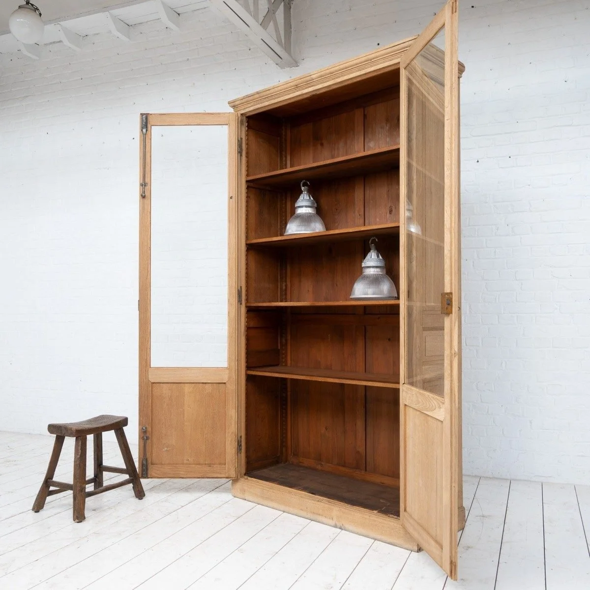 Large-scale-French-oak-bookcase-antique-cabinet