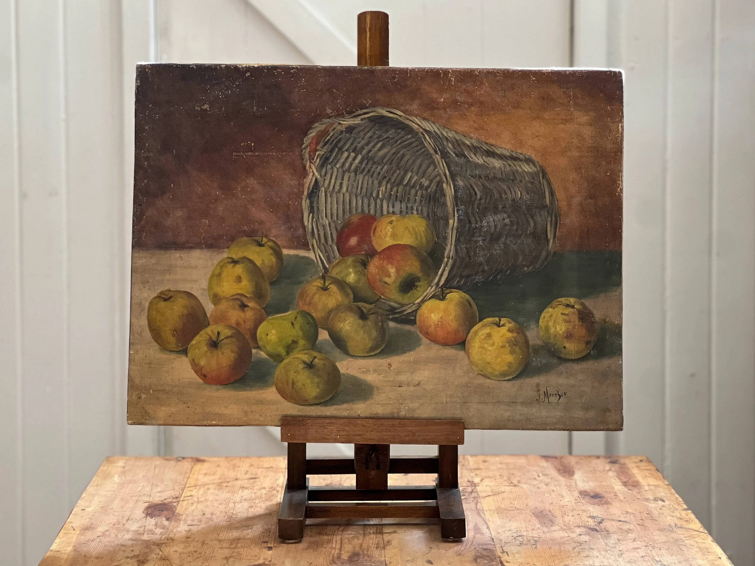 French-still-life-painting-fruit-basket-country-antique