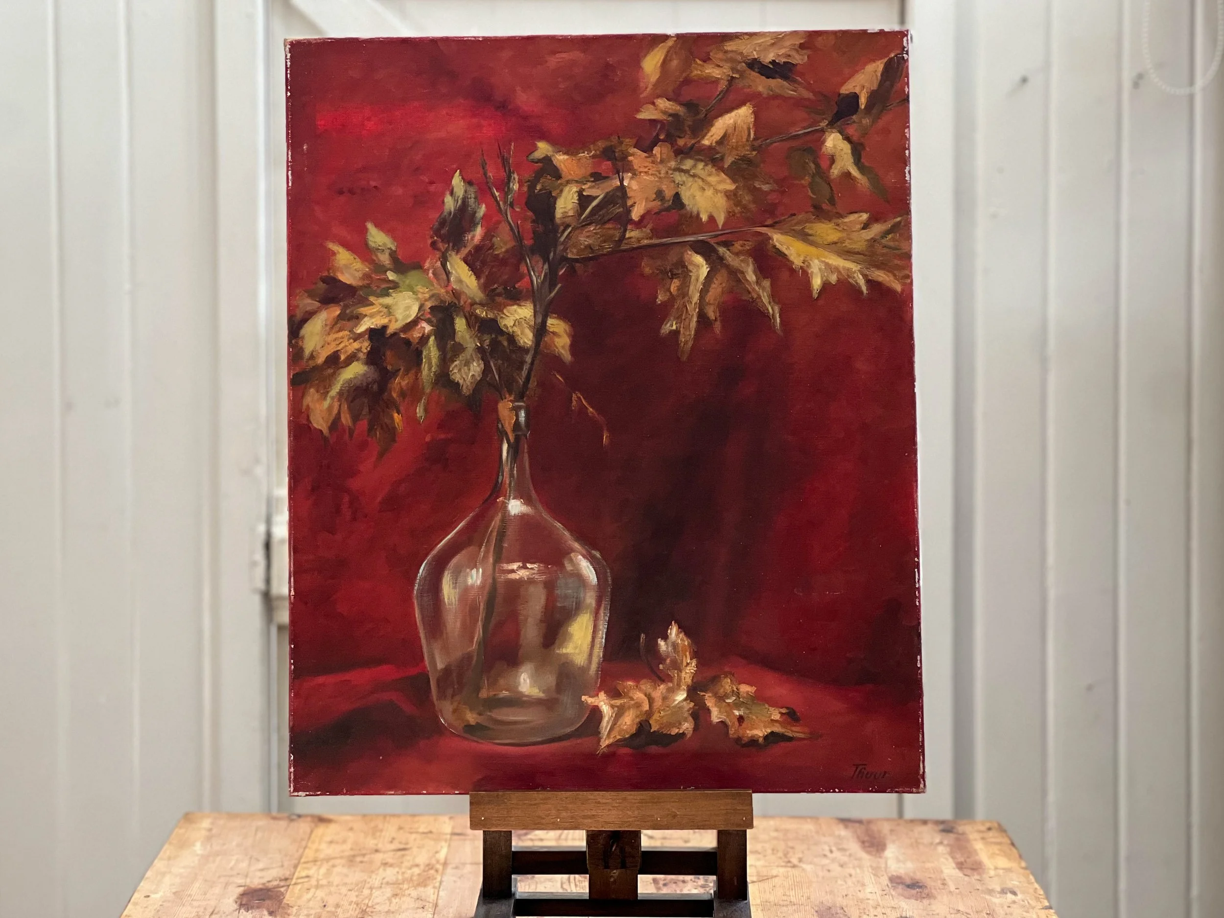 French-still-life-oil-painting-vintage-antique-mid-century