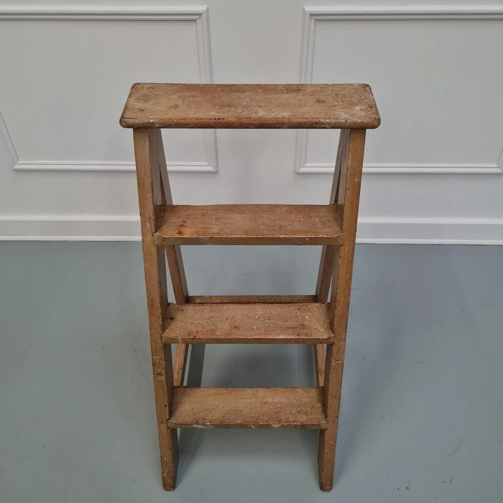 English-pine-pantry-steps-ladder-antique-vintage