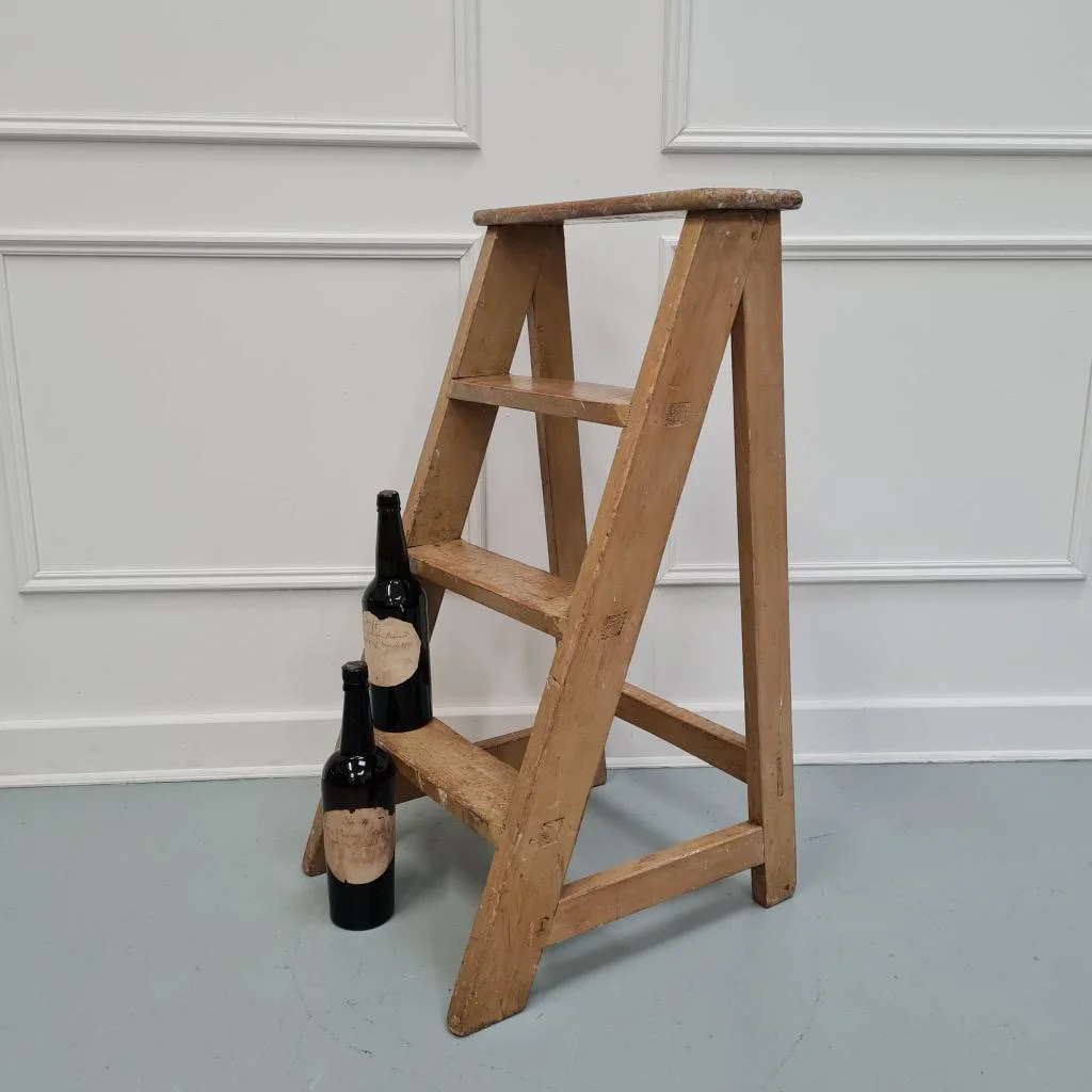 English-pine-pantry-steps-ladder-antique-vintage