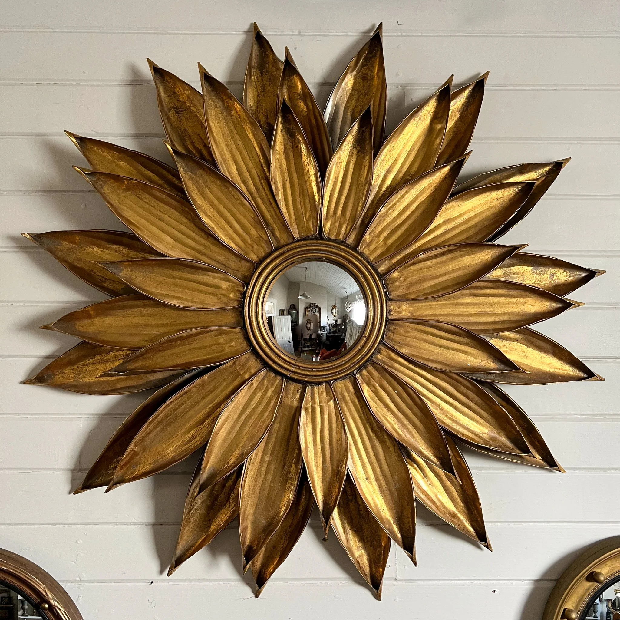 Mid-century gilt metal sunburst mirror