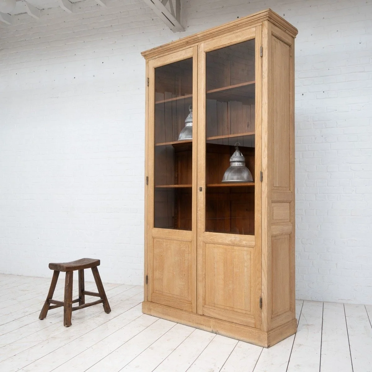 Large-scale-French-oak-bookcase-antique-cabinet