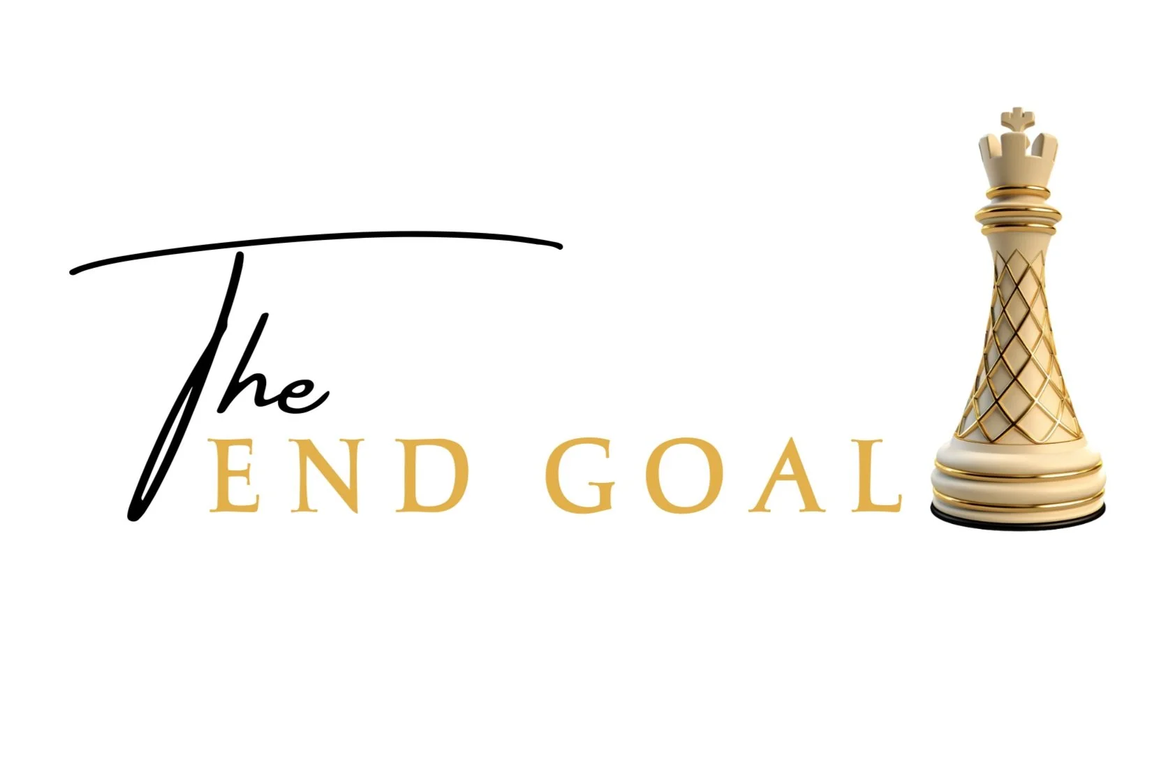 The End Goal LLC logo. The image contains stylized text that reads 'The End Goal' along with a chess queen piece on the right side.