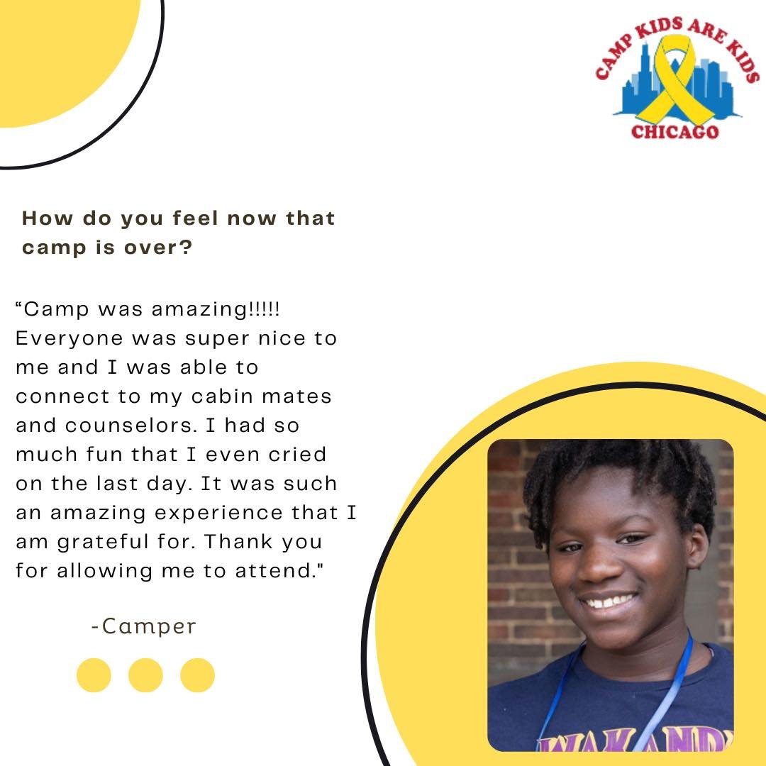 At CKAKC we are  thankful for or campers and families. We hope to see your campers Monday, August 5th - Friday, August 9th. #CampKidsAreKidsChicago  #motivatioalMonday #CKAKC #ChildrensOncologyCamp #SummerCamp