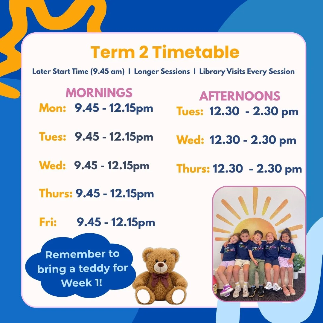 Term 2 kicks off tomorrow and we can&rsquo;t wait! ☀️
We&rsquo;re so excited to welcome all our beautiful families back, and a big warm hello to some new little friends joining us this term 🤍
We&rsquo;re starting with a Teddy Bears Picnic 🧺 so don&