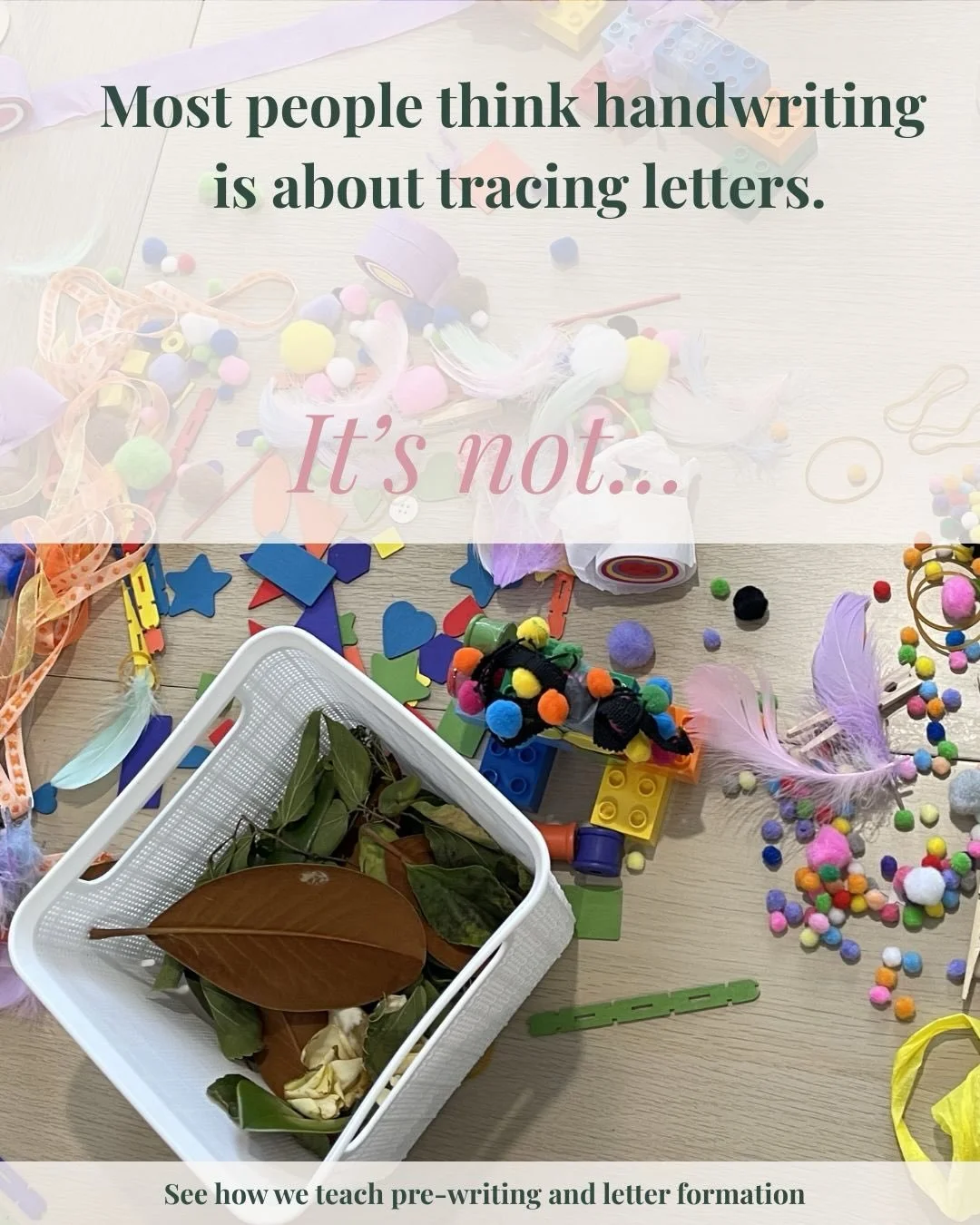 Most people think handwriting starts with tracing letters.

It doesn&rsquo;t.

At Prep For School, you&rsquo;ll often see our children cutting, building, creating, exploring and yes... sometimes making a very big mess.

These experiences help develop