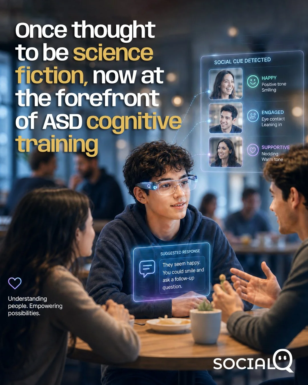 Once thought to be science fiction, today it's the vision 🕶️ driving what we're building.
🧩

For years, picking up on social cues has been something you either had a natural gift for, or something you spent a lifetime learning to compensate for. 

