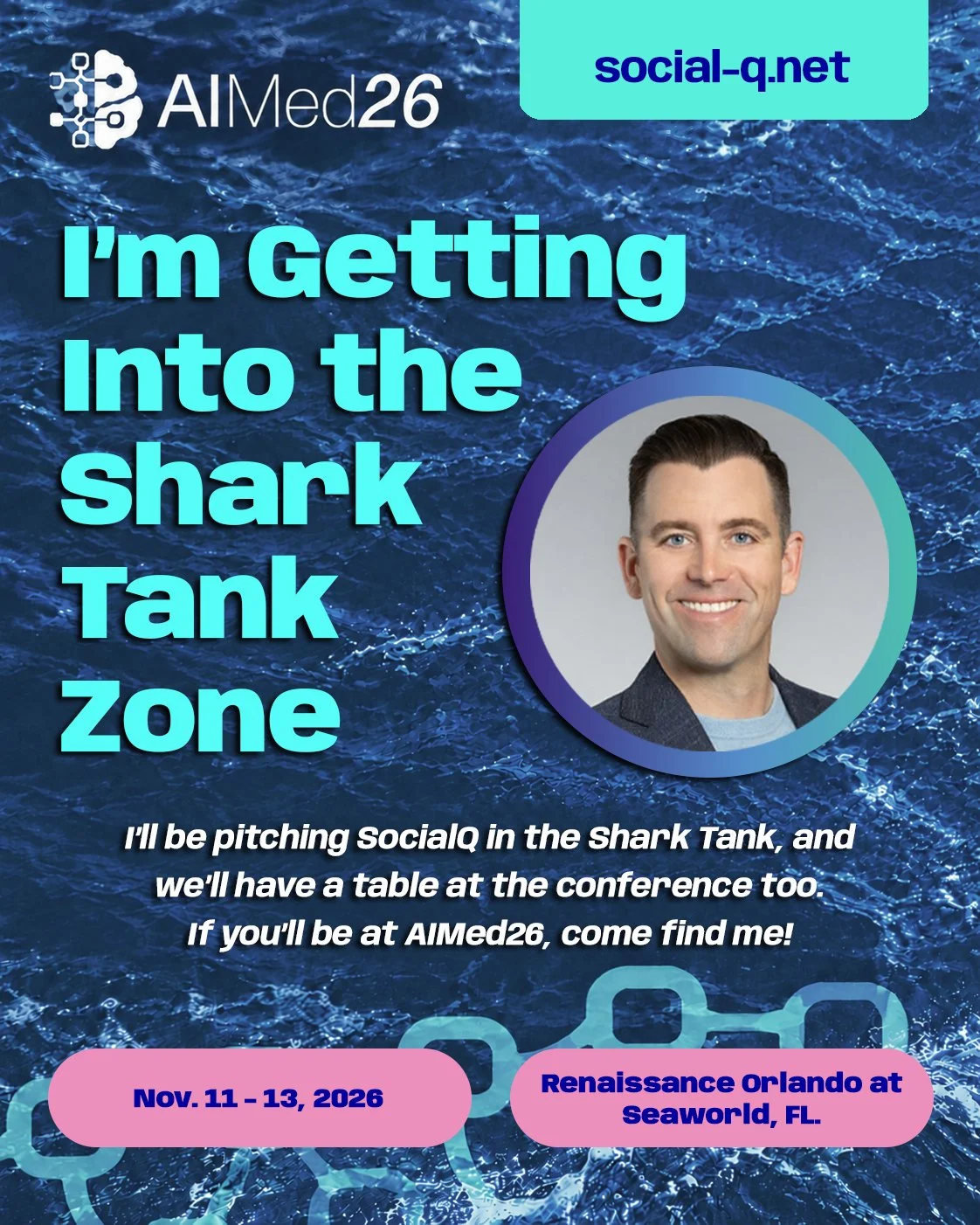 🦈 I&rsquo;m excited to share that SocialQ&trade; is one of 10 finalists selected to pitch in the AIMed26 Shark Tank Competition! 🎉

📍 On Thursday, November 12, I&rsquo;ll step onto the stage in Orlando and make the case for what we&rsquo;re buildi
