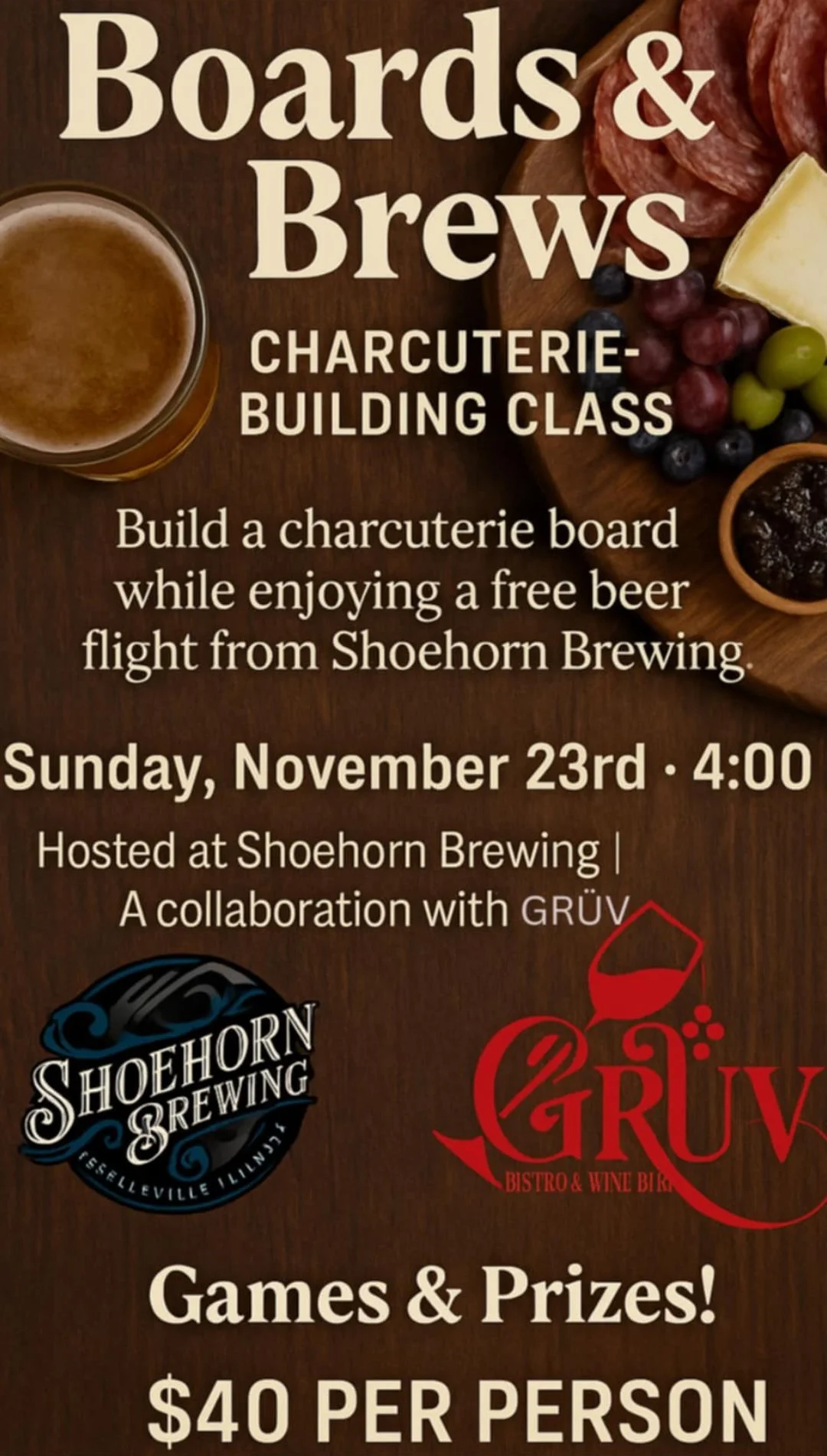 Brews & Boards Charcuterie Pairing Class 
