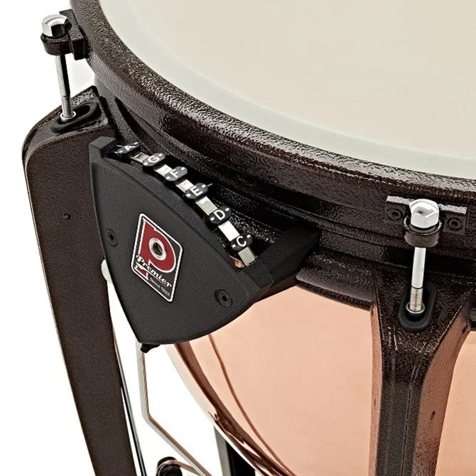 Close-up of a Premier timpano tuning gauge.