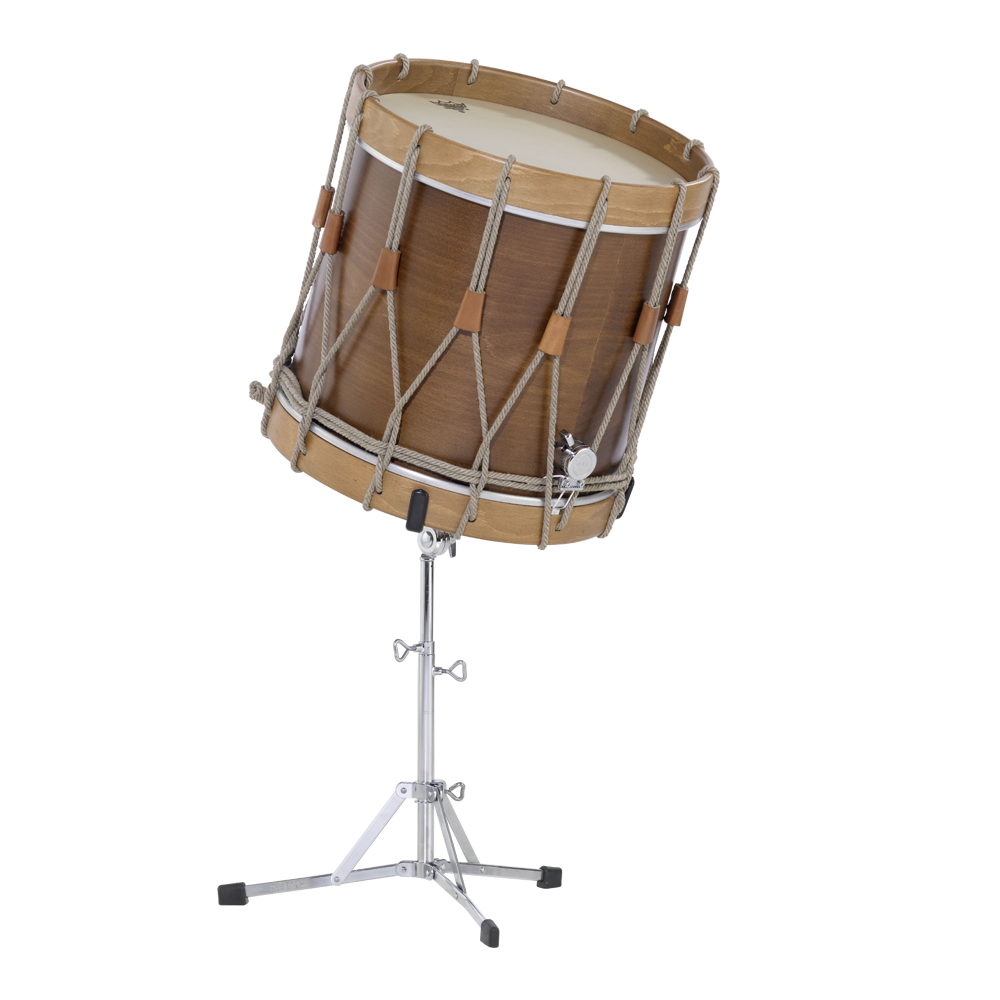 A traditional field drum on a stand