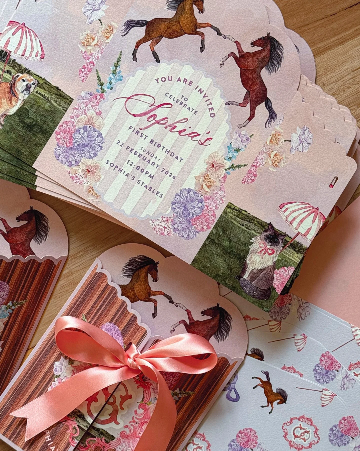 I don&rsquo;t often do birthdays, so it was fun to play around with fun shapes and ideas 💗🐎

Hand-painted horses, layered textures, and soft ribbons came together to create something playful, romantic, and a little bit magical.

Because even birthd