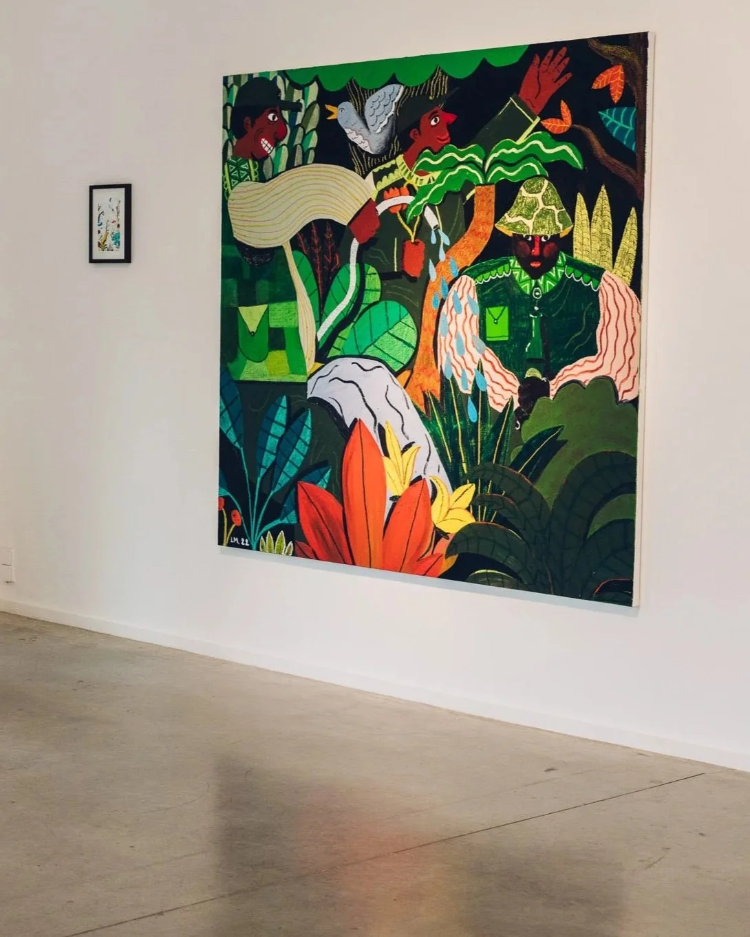 Een schilderij van kunstenaar Luis-Manuel Lambrechts, geïnstalleerd in de galerie ruimte van 22a Gallery