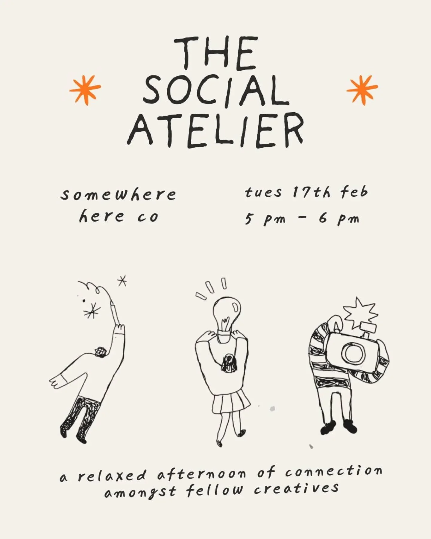 Are your a person who identifies as a creative* who wants to hang out with and meet other people who identify as creatives??

join us to launch our semi-regular series of Social Atelier gatherings this Tuesday, at somewhere here co (ground floor, 6 C