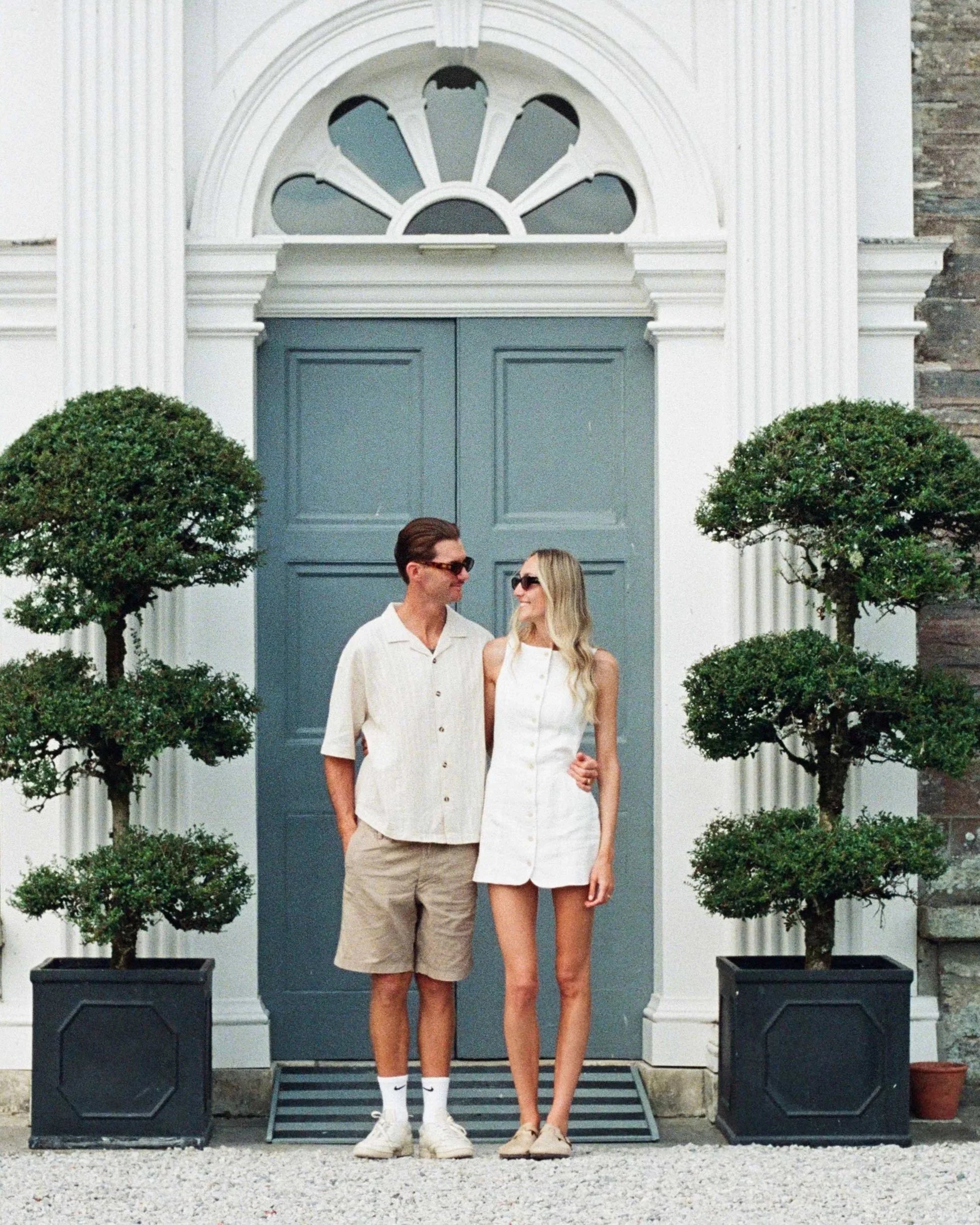 Editorial couple portrait, Cornwall lifestyle photography on 35mm film