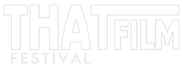 Black and white logo for the 'That Film Festival' with bold text and a graphic element resembling a film strip.