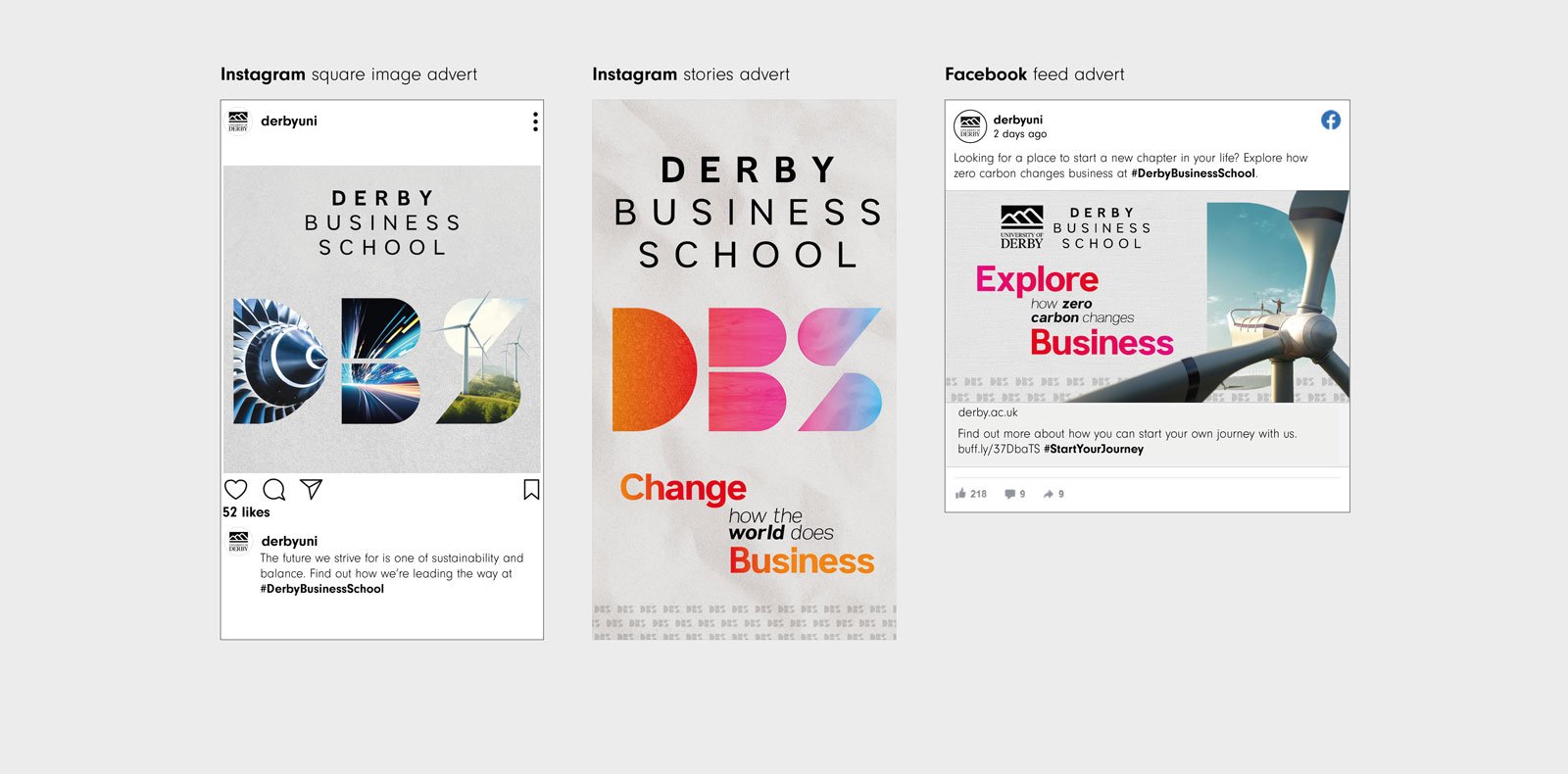 Organic social branding for Derby Business School