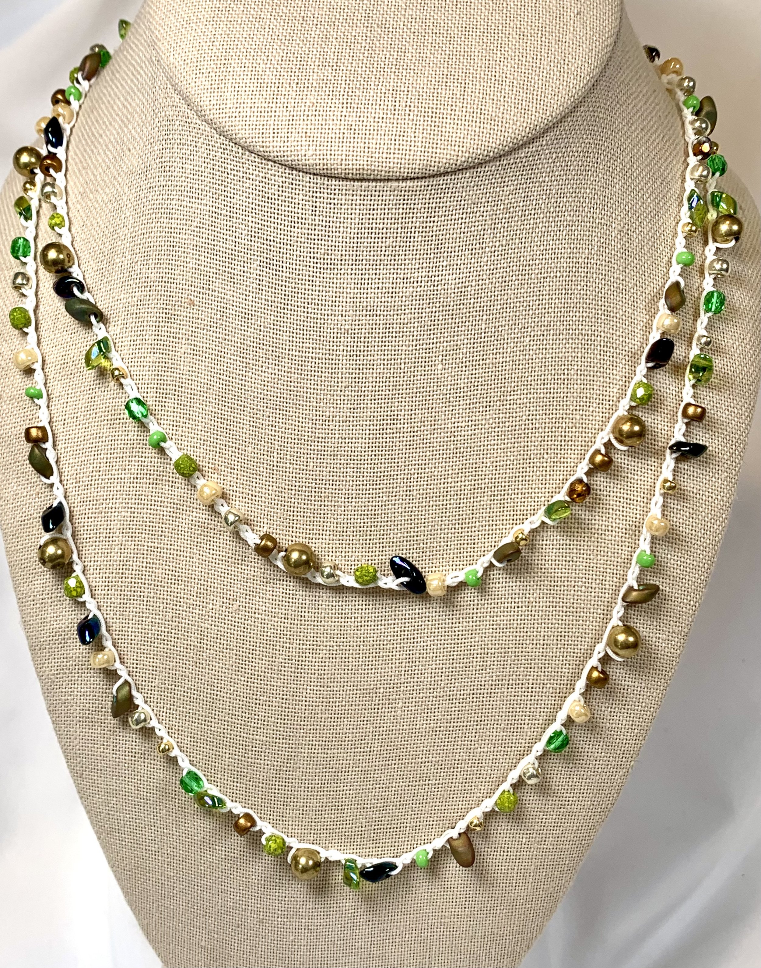 Crochet Wrap Gem and Bead Necklace BG28-1451