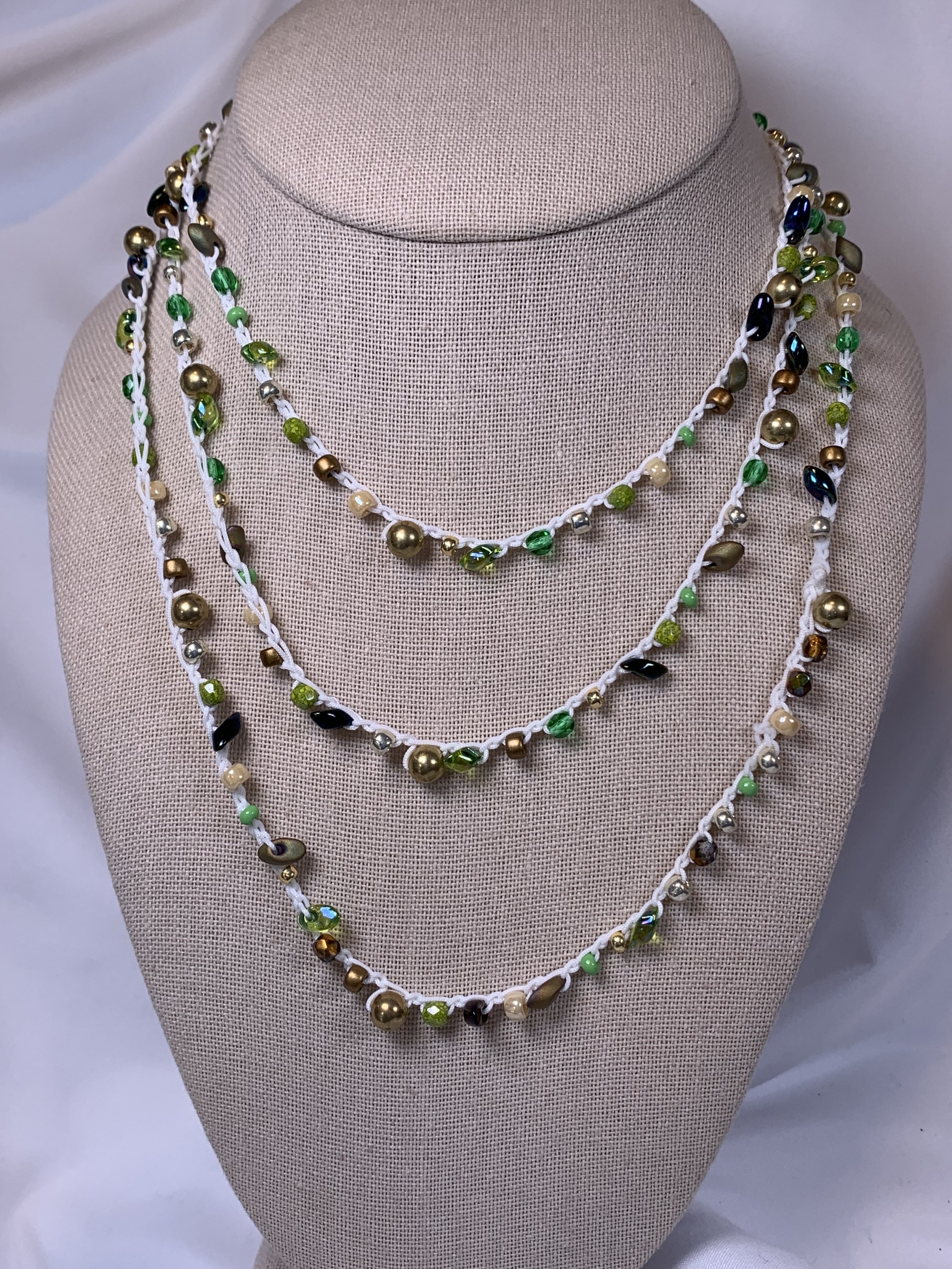 Crochet Wrap Gem and Bead Necklace BG28-1451