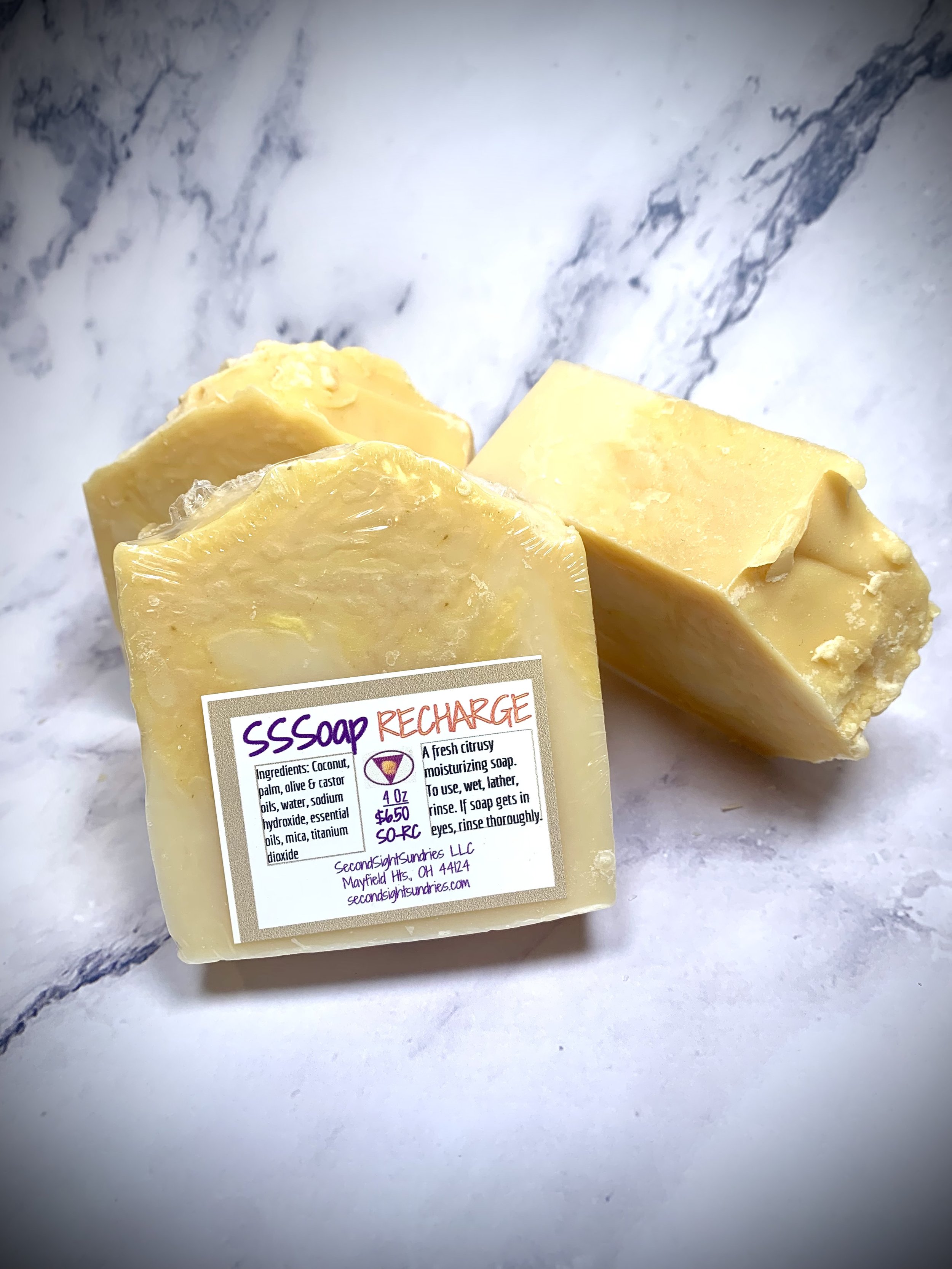Small batch cold processed soap, ReCharge scent