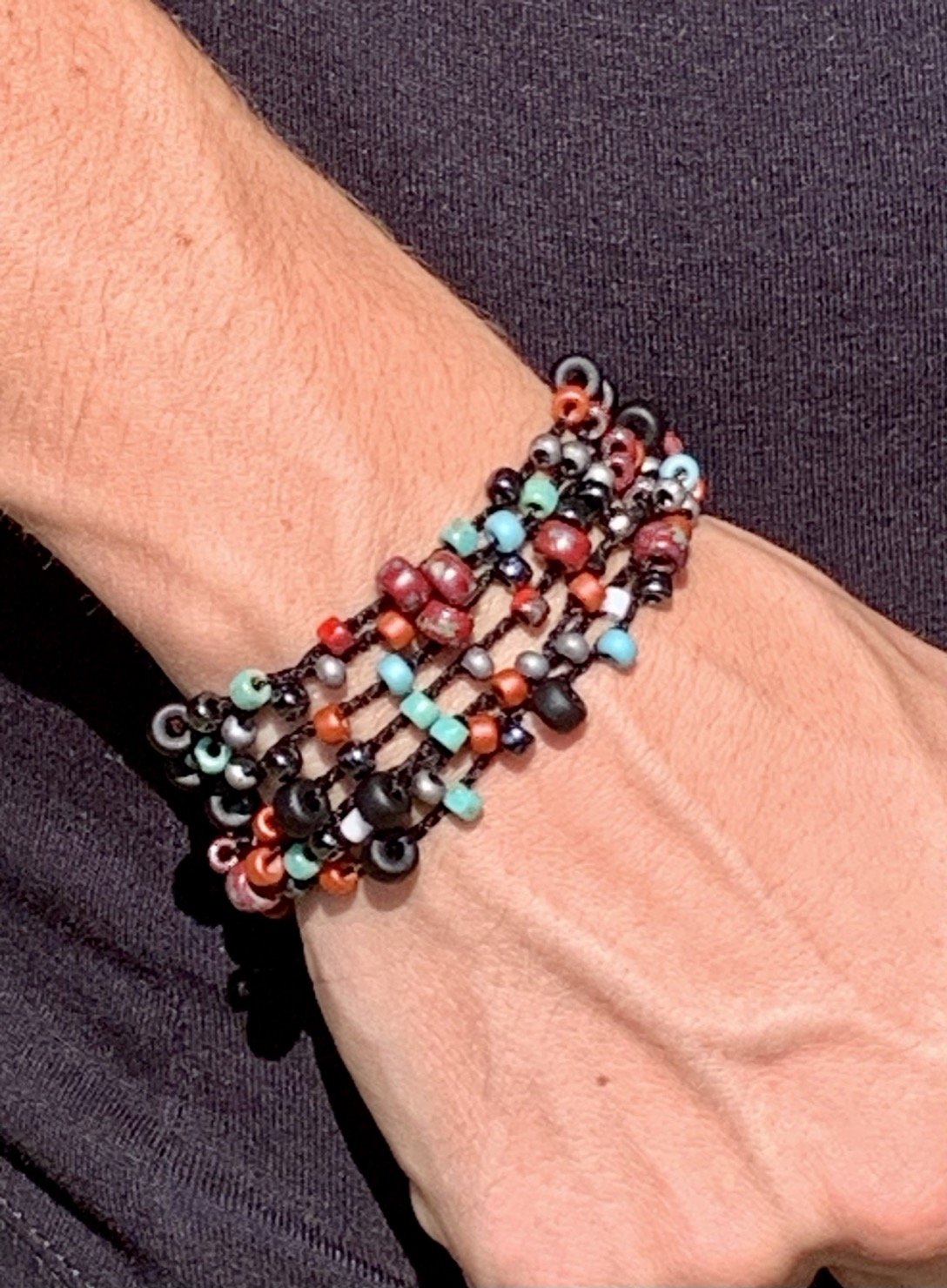 Crochet Wrap Gem and Bead Necklace BG28-1852