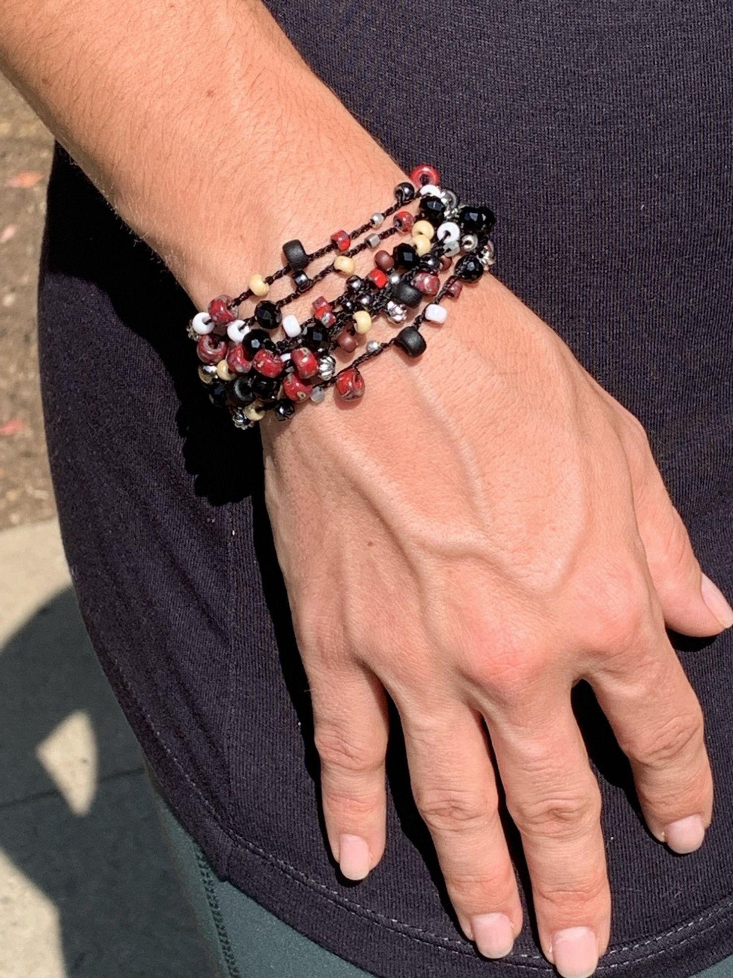 Crochet Wrap Gem and Bead Necklace BG28-1051