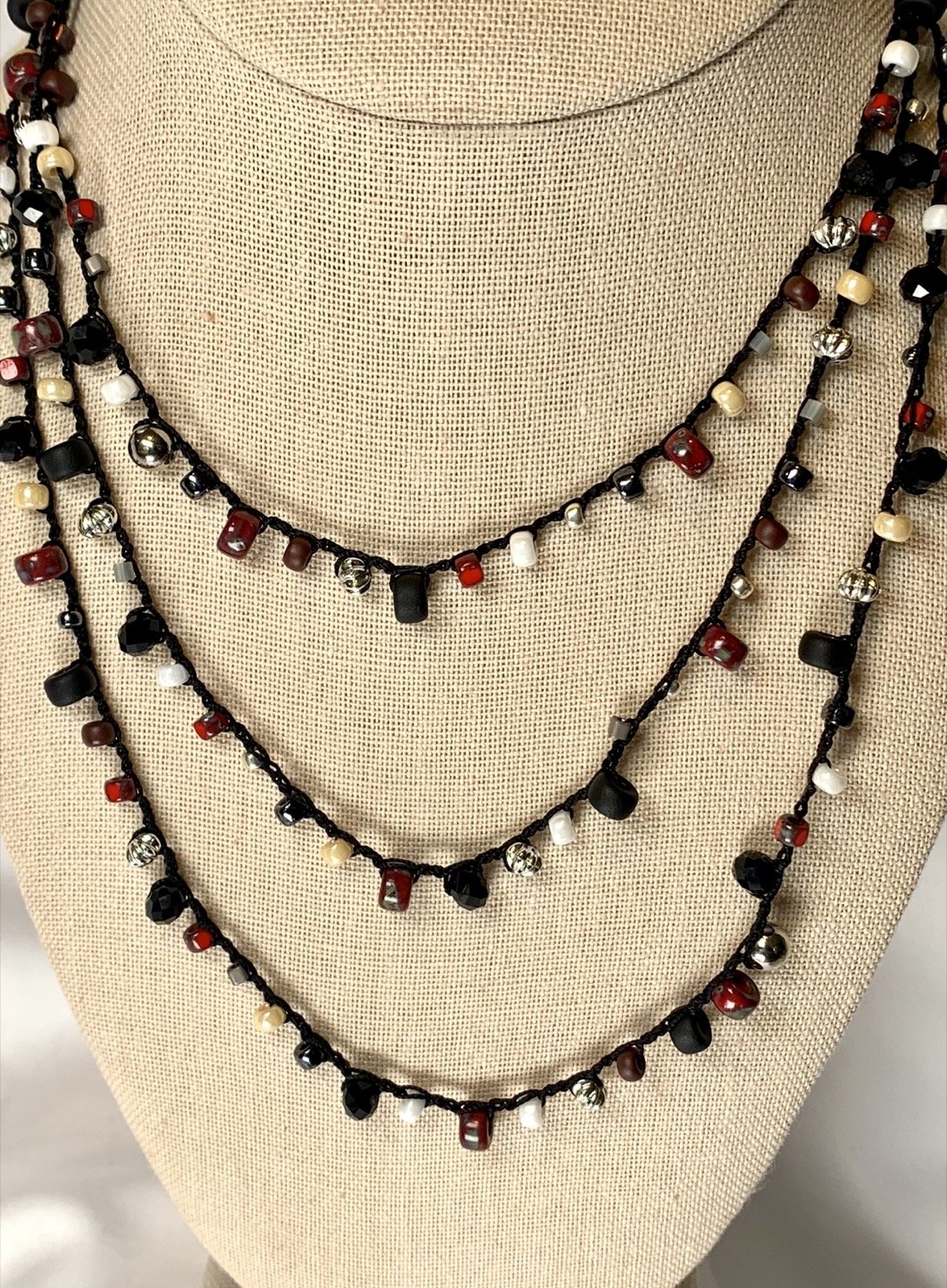 Crochet Wrap Gem and Bead Necklace BG28-1051