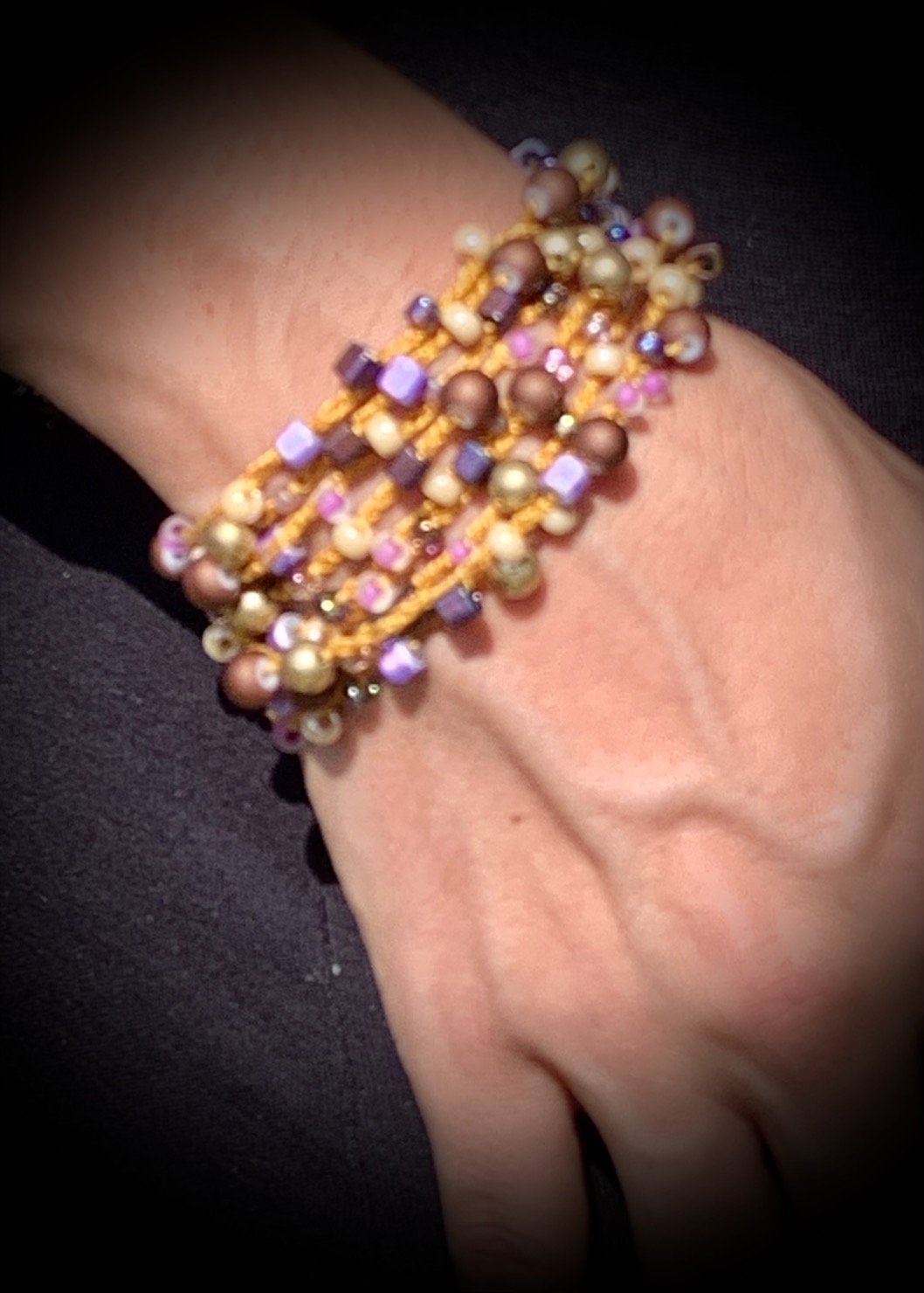 Crochet Wrap Gem and Bead Necklace BG28-0853