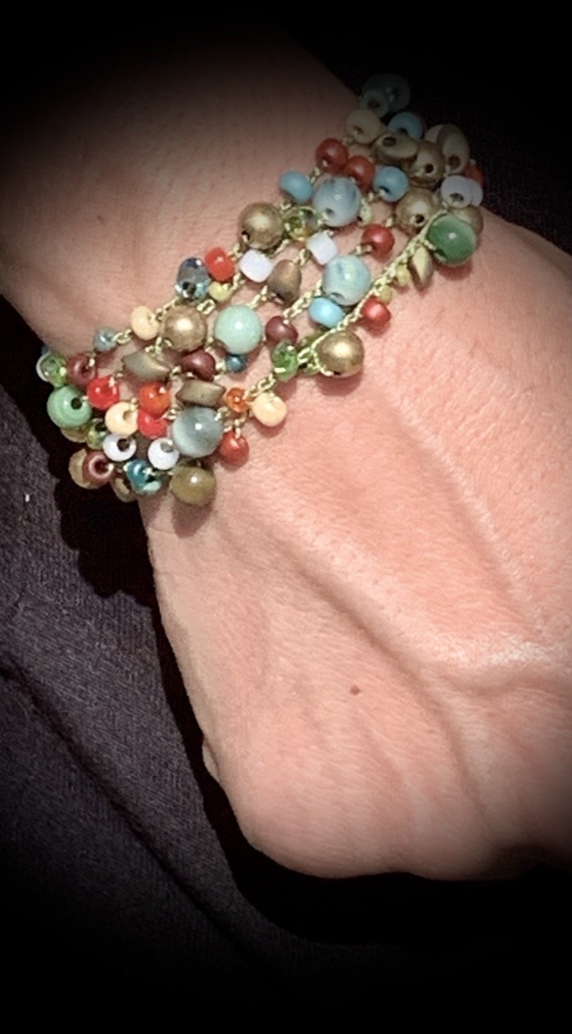 Crochet Wrap Gem and Bead Necklace BG28-2046