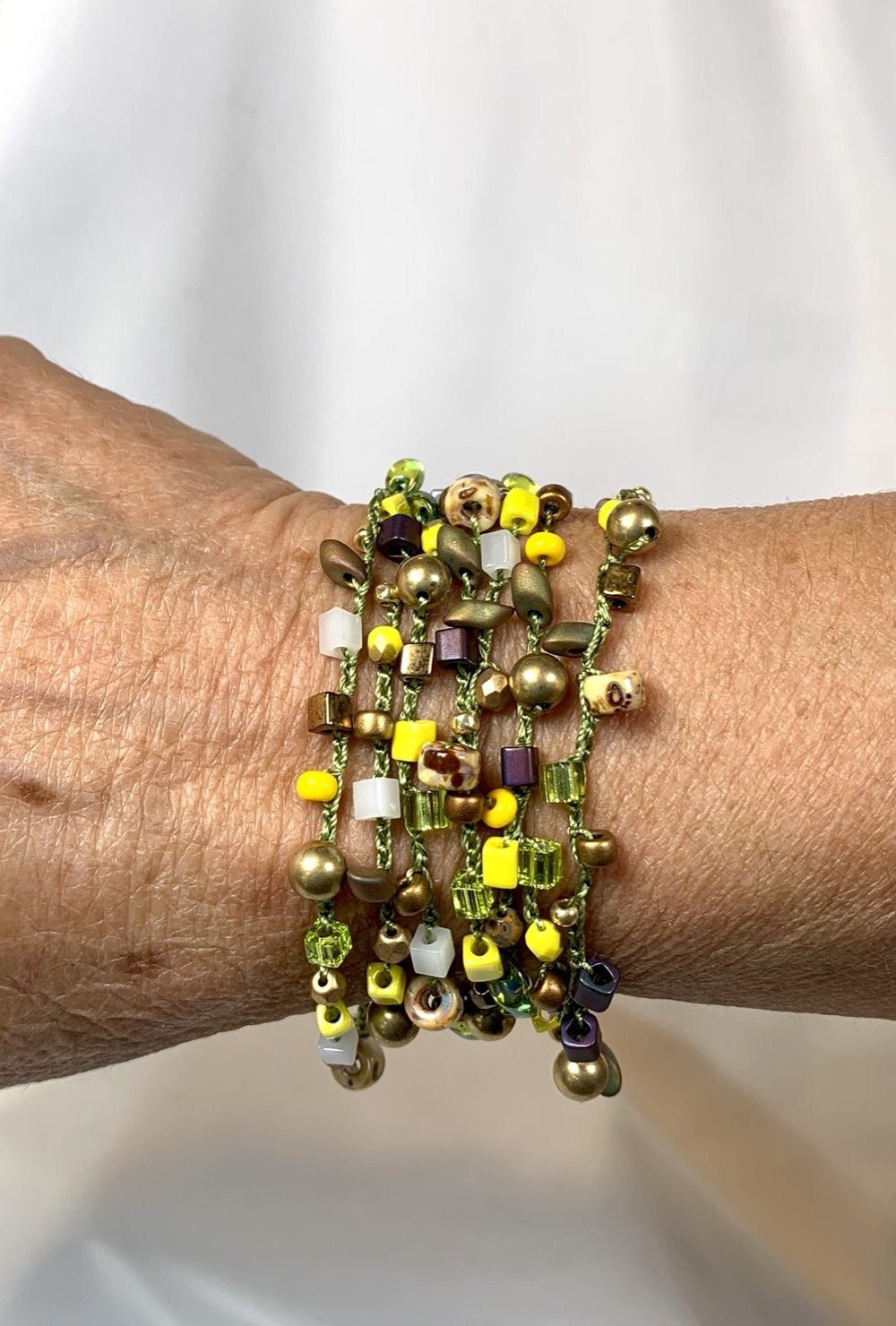 Crochet Wrap Gem and Bead Necklace BG28-1350
