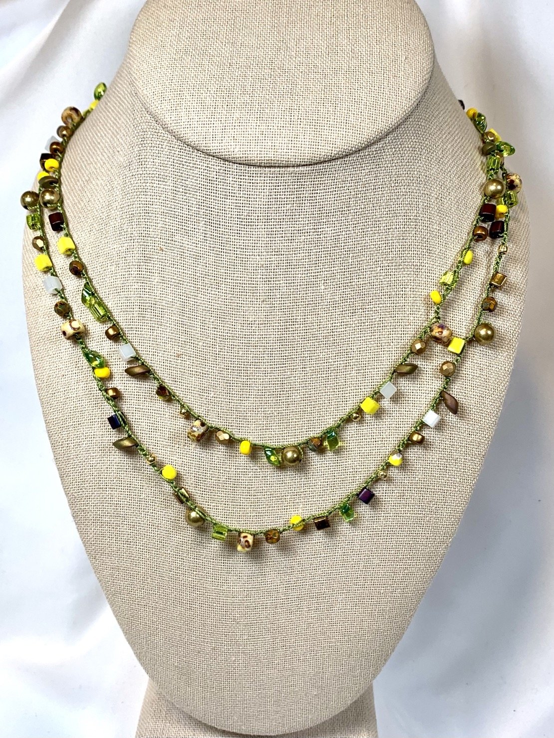 Crochet Wrap Gem and Bead Necklace BG28-1350