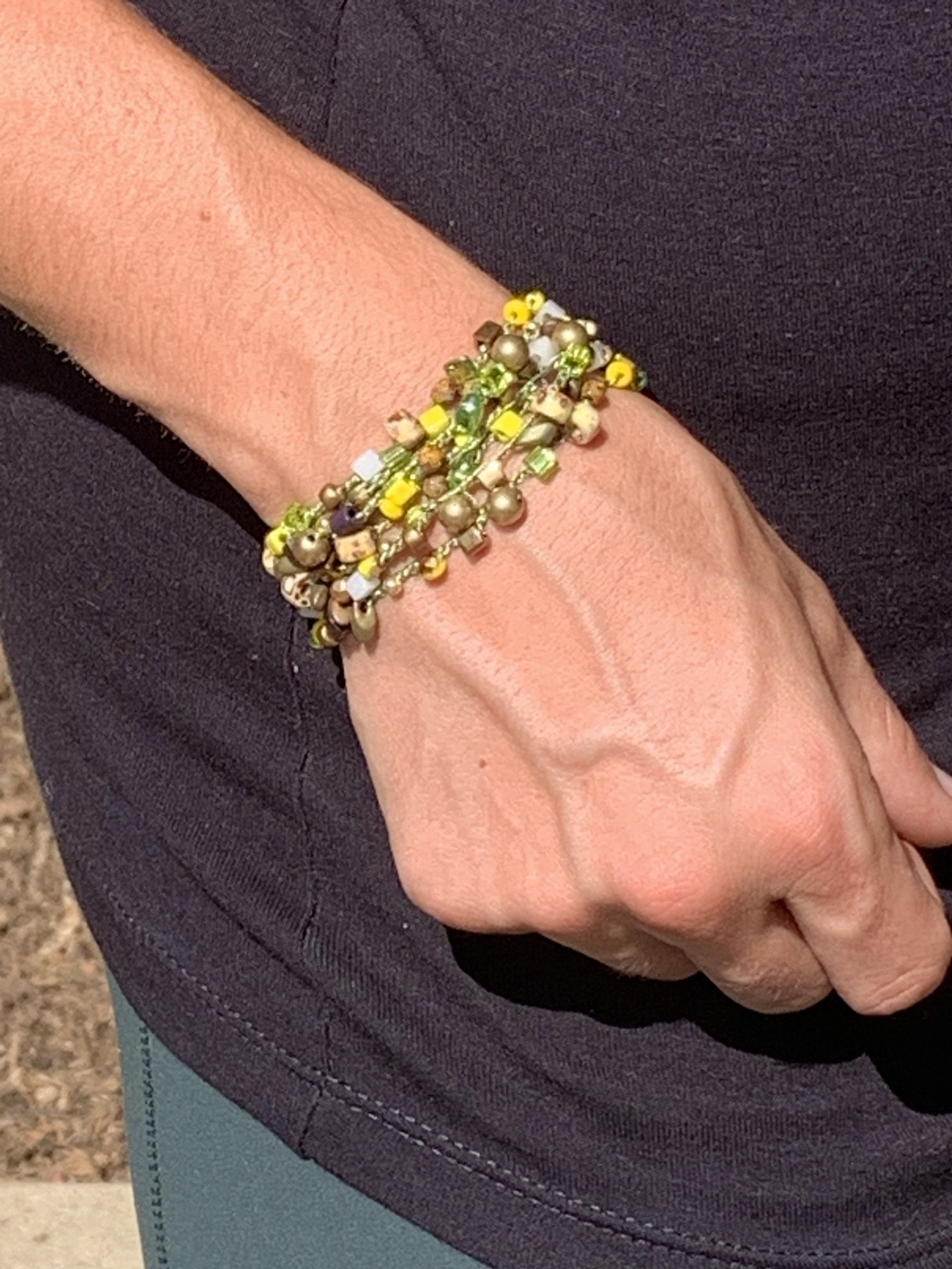 Crochet Wrap Gem and Bead Necklace BG28-1350