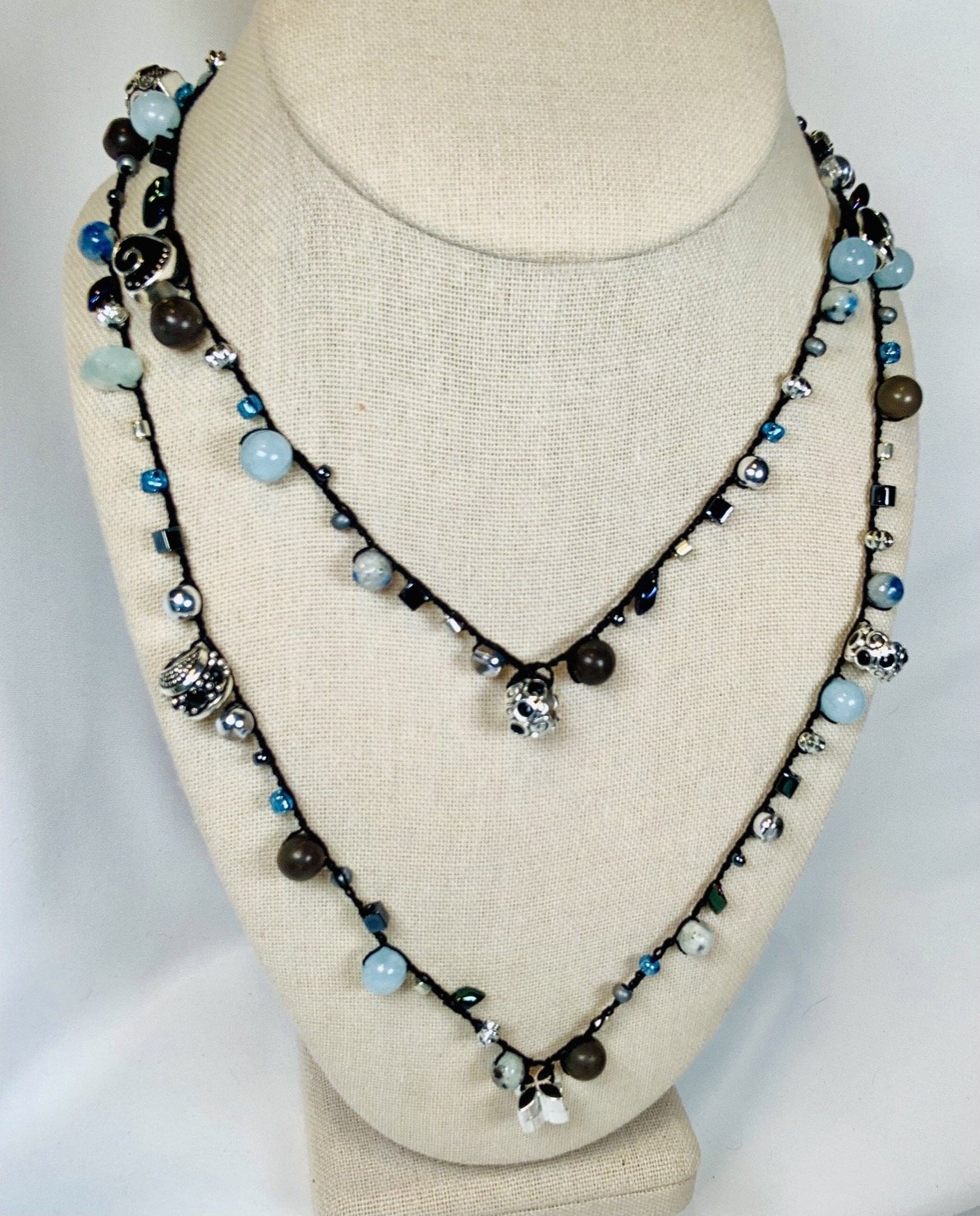 Crochet Wrap Gem and Bead Necklace BG42-0368