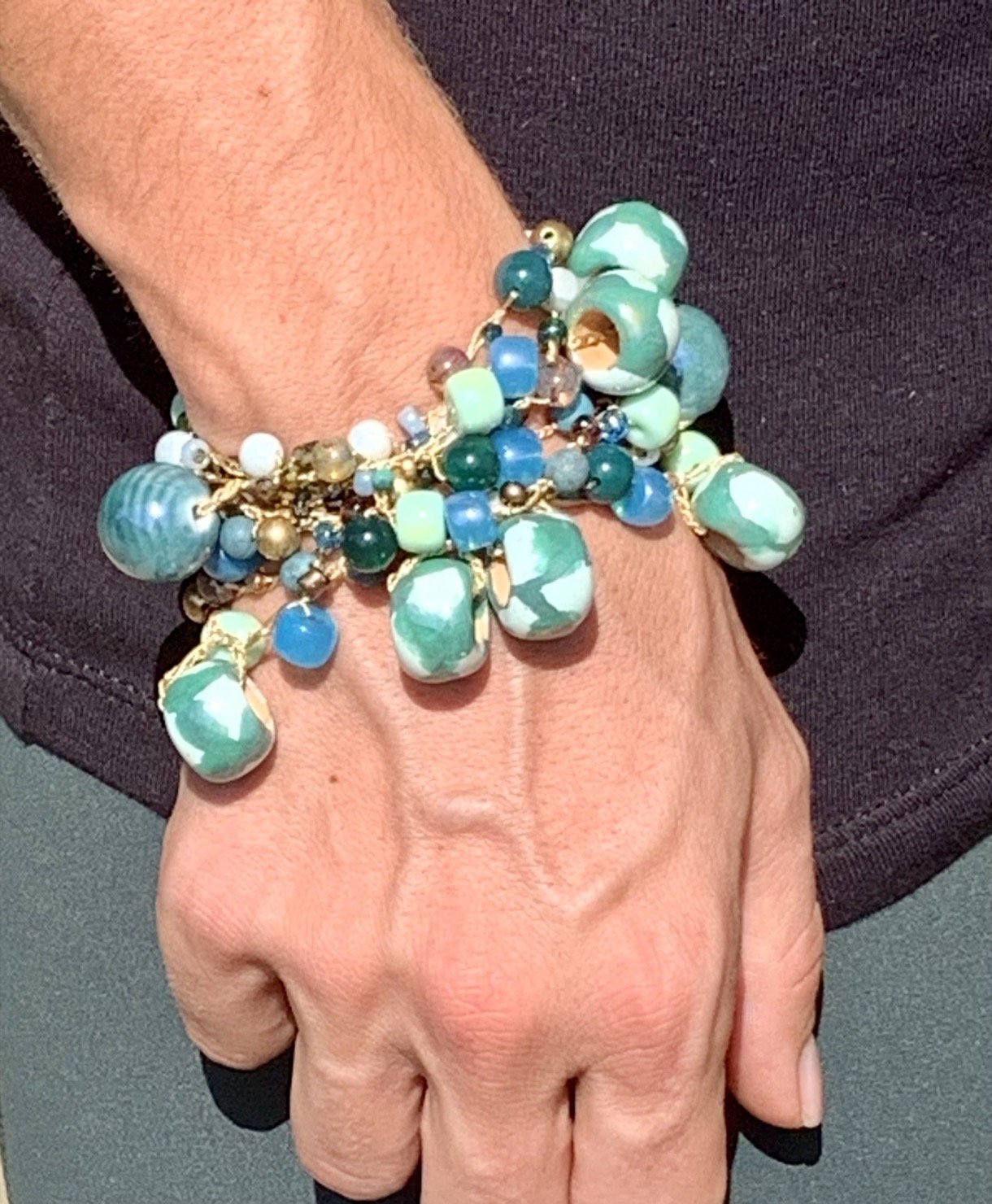 Crochet Wrap Gem and Bead Necklace BG42-2357