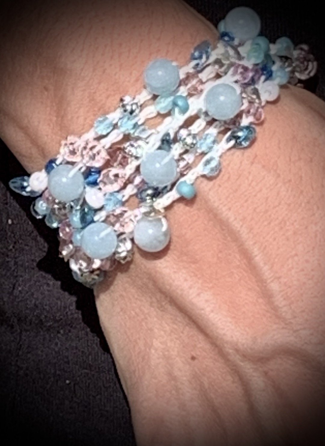 Crochet Wrap Gem and Bead Necklace BG48-1550
