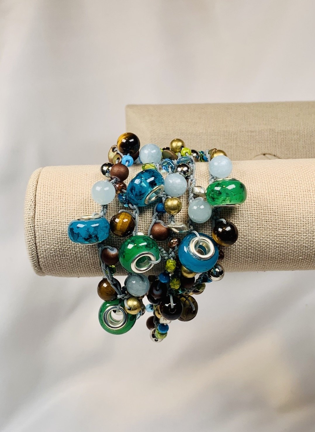 Crochet Wrap Gem and Bead Necklace BG48-0750