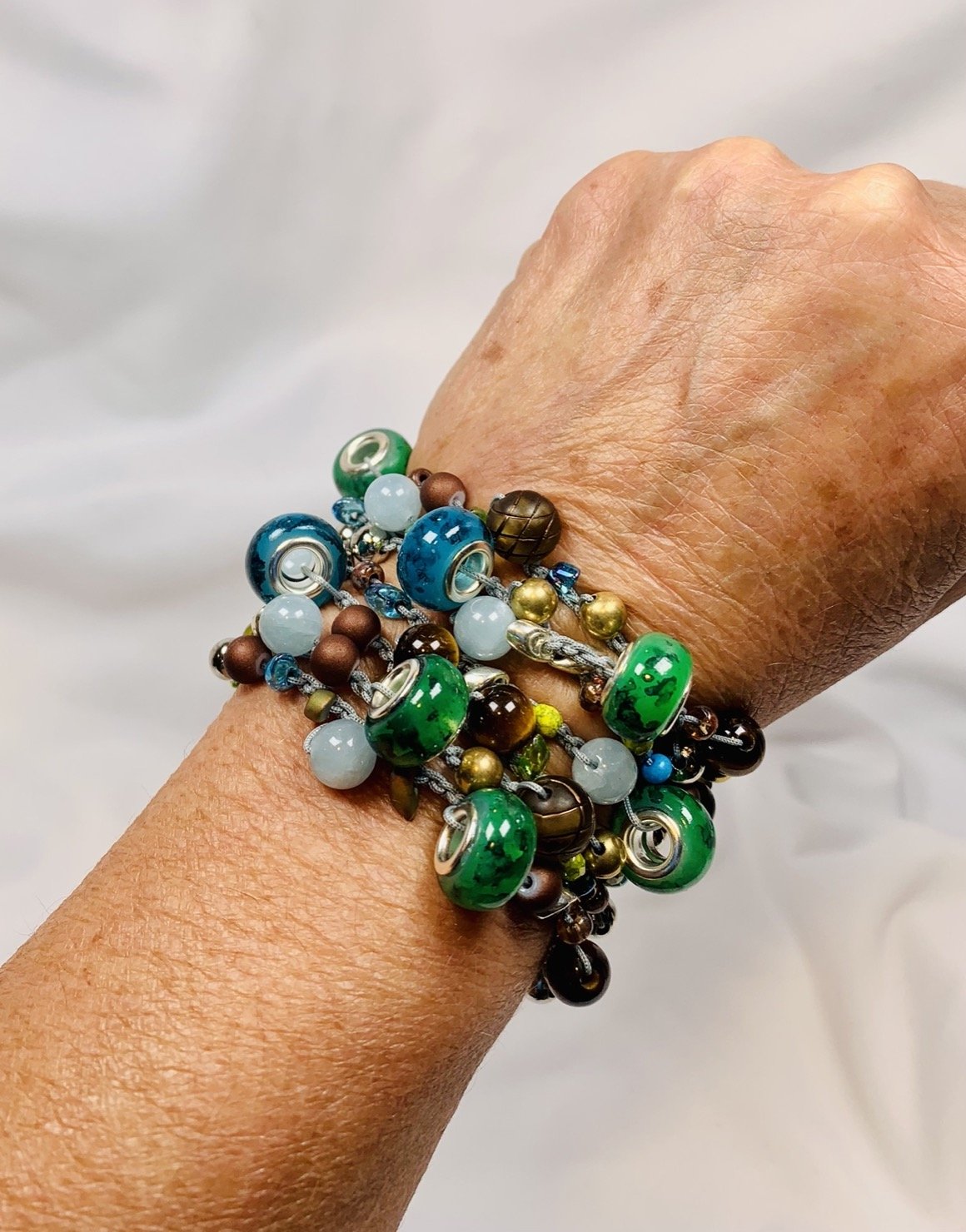 Crochet Wrap Gem and Bead Necklace BG48-0750