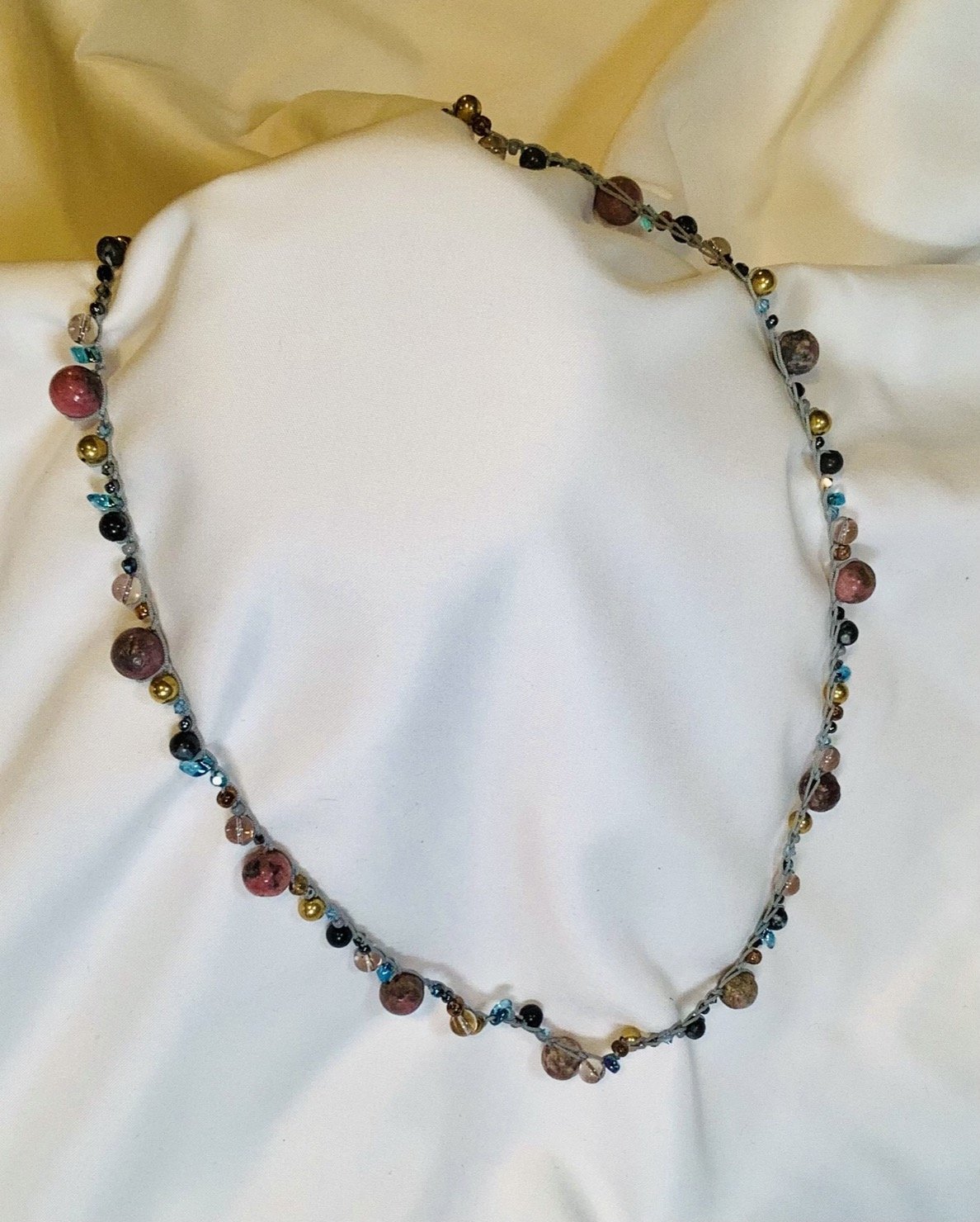 Crochet Wrap Gem and Bead Necklace BG42-0234
