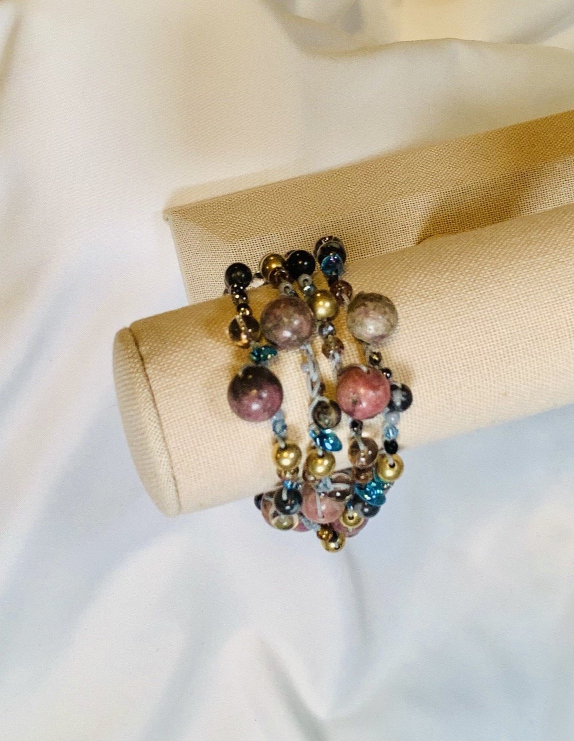 Crochet Wrap Gem and Bead Necklace BG42-0234