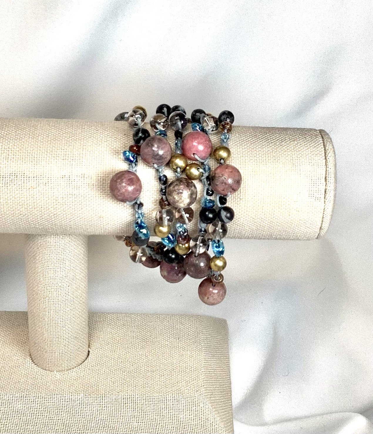 Crochet Wrap Gem and Bead Necklace BG42-0234