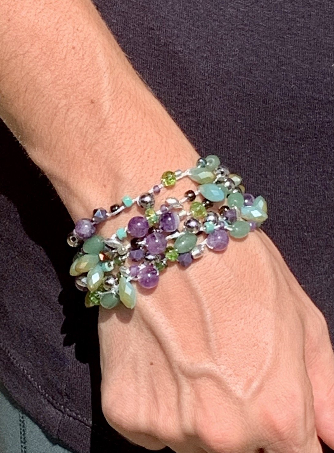 Crochet Wrap Gem and Bead Necklace BG48-2244