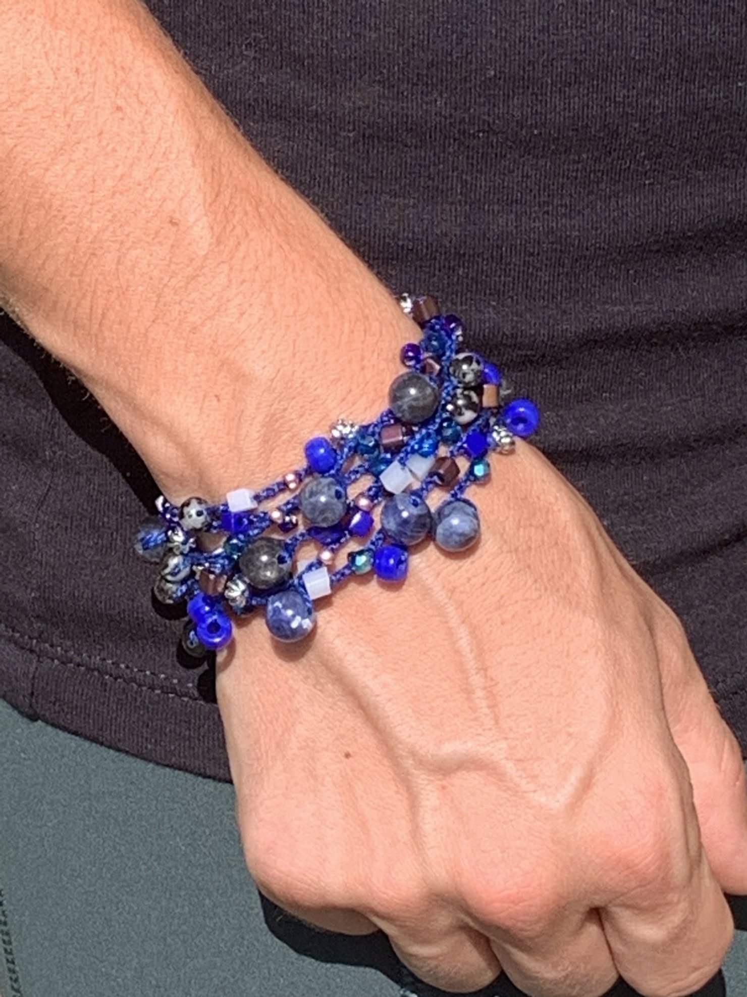 Crochet Wrap Gem and Bead Necklace BG42-1150